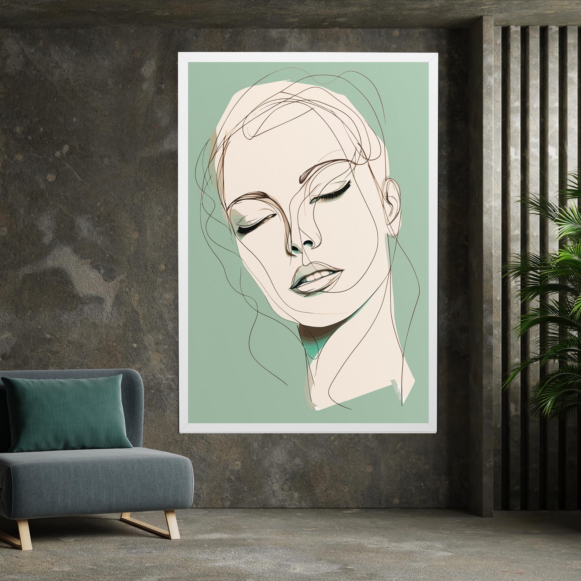 Leinwandbild Green White Face mockup 7