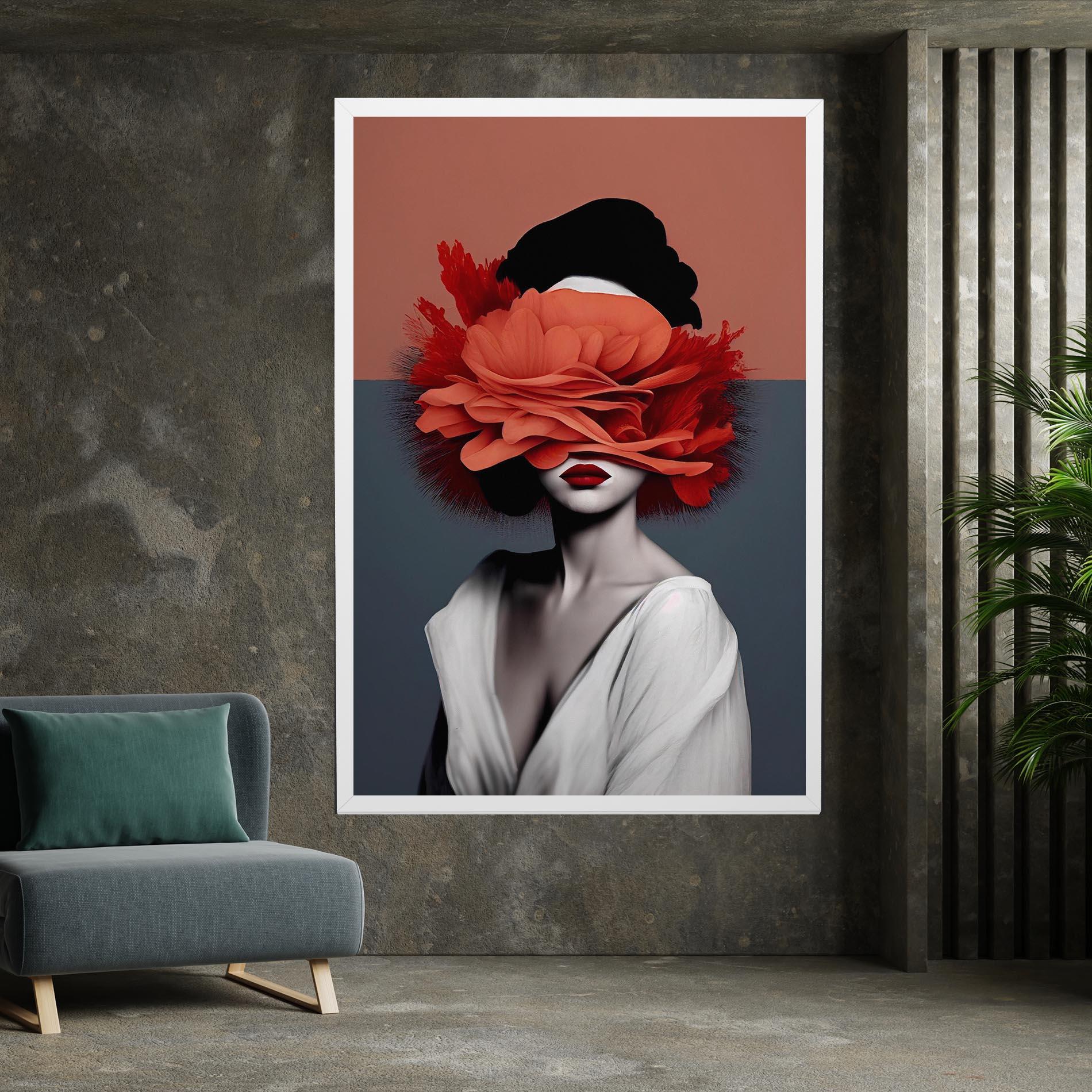 Leinwandbild Red Flower Woman mockup 7