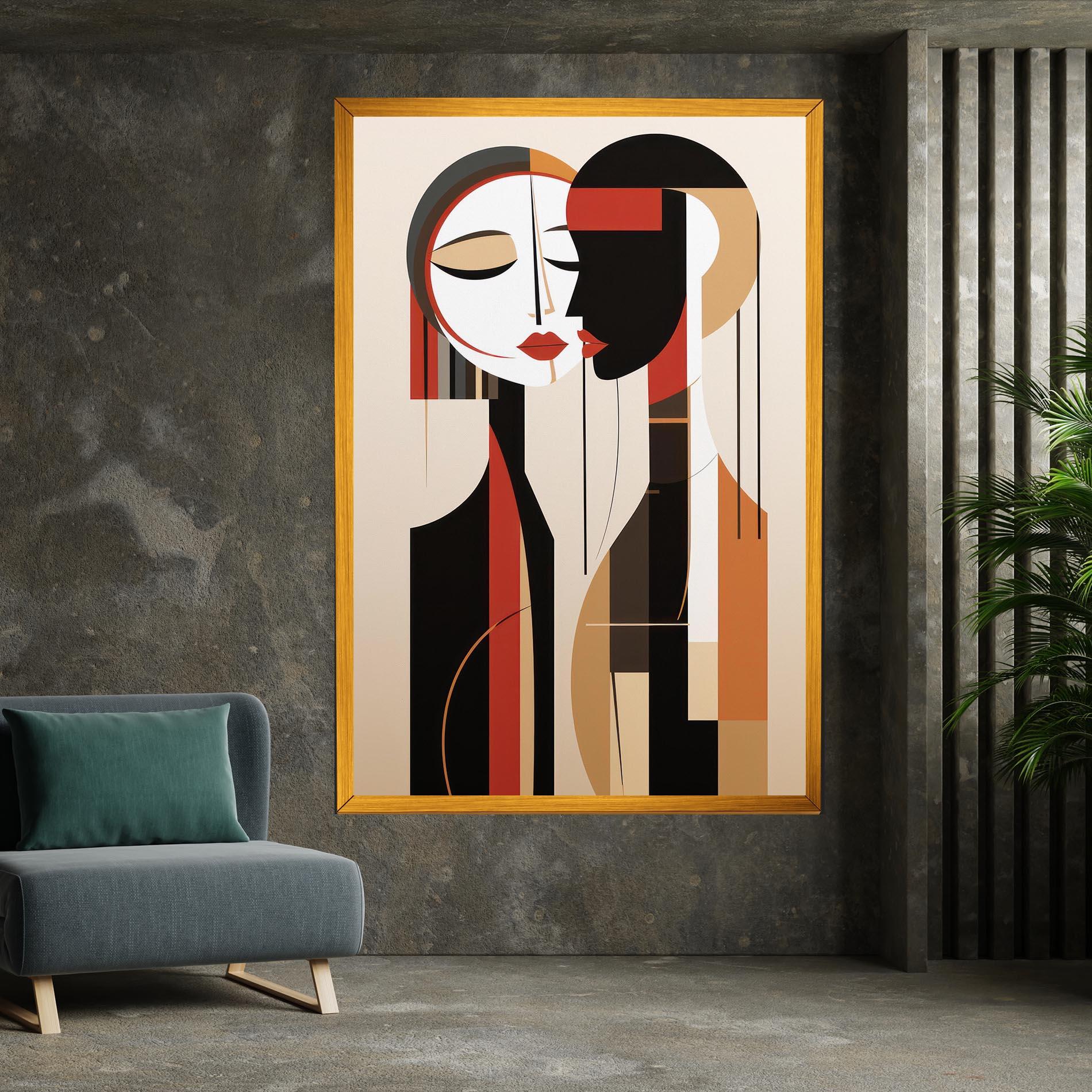 Leinwandbild Abstract Couple Kissing mockup 7