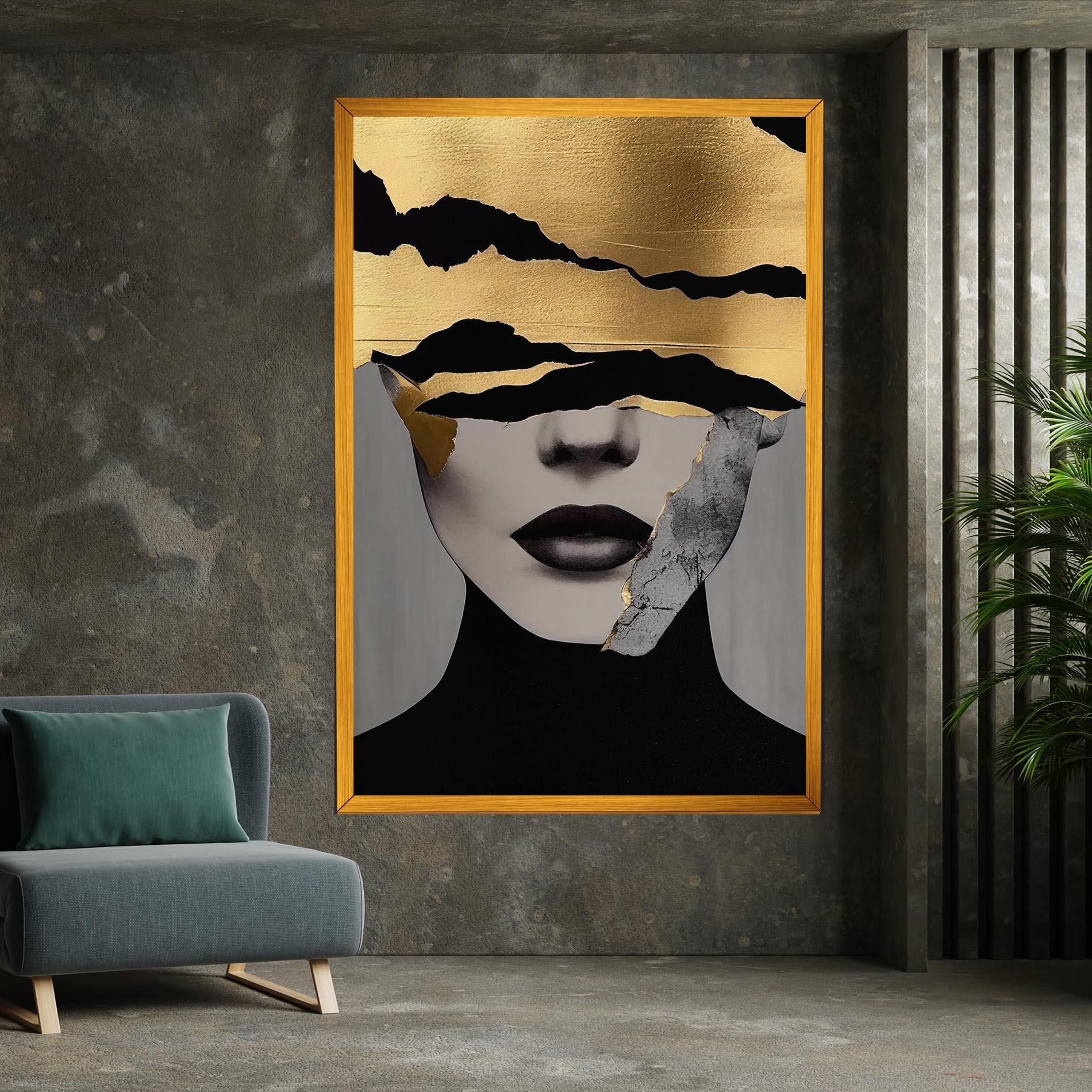Leinwandbild Modern Golden Paint mockup 7