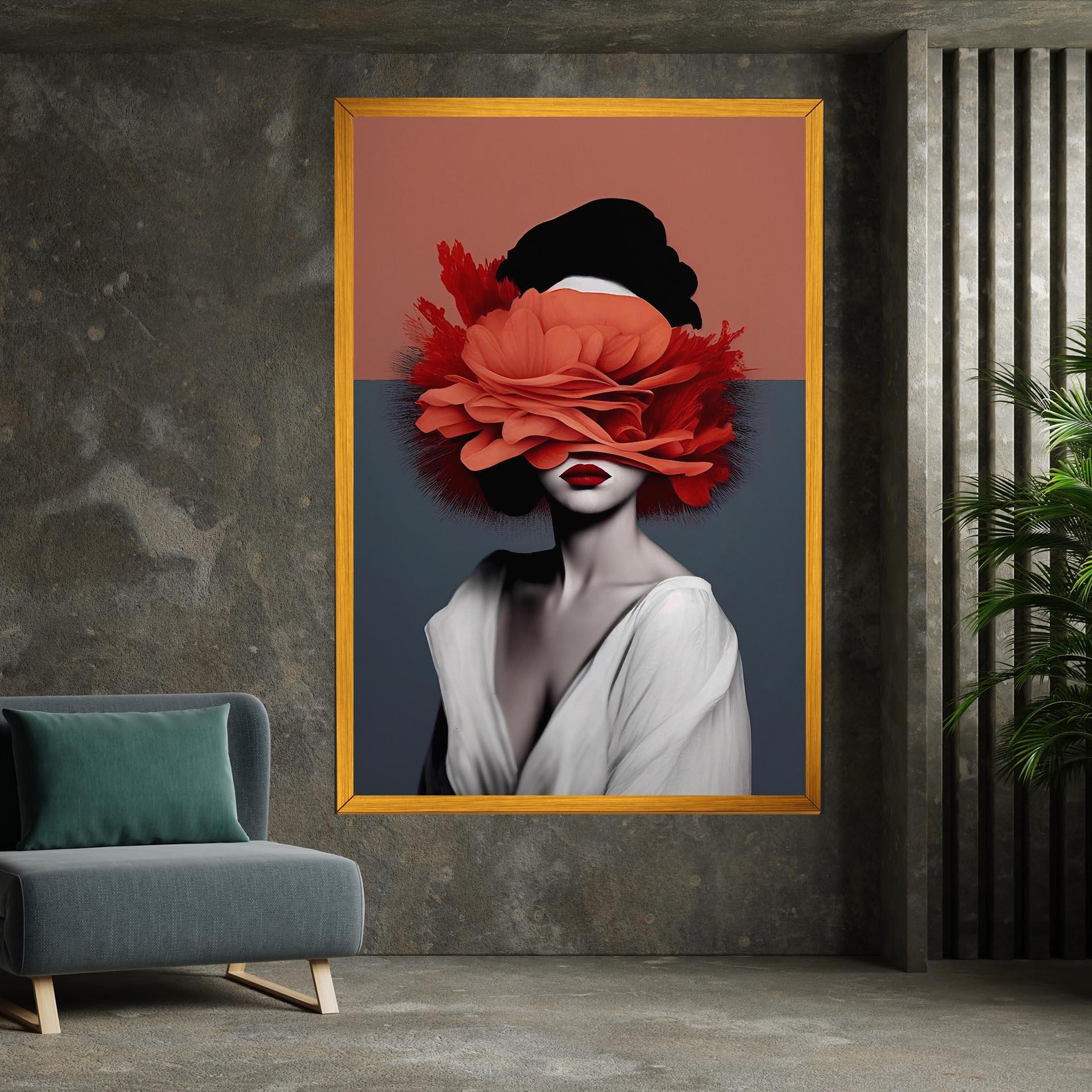 Leinwandbild Red Flower Woman mockup 7