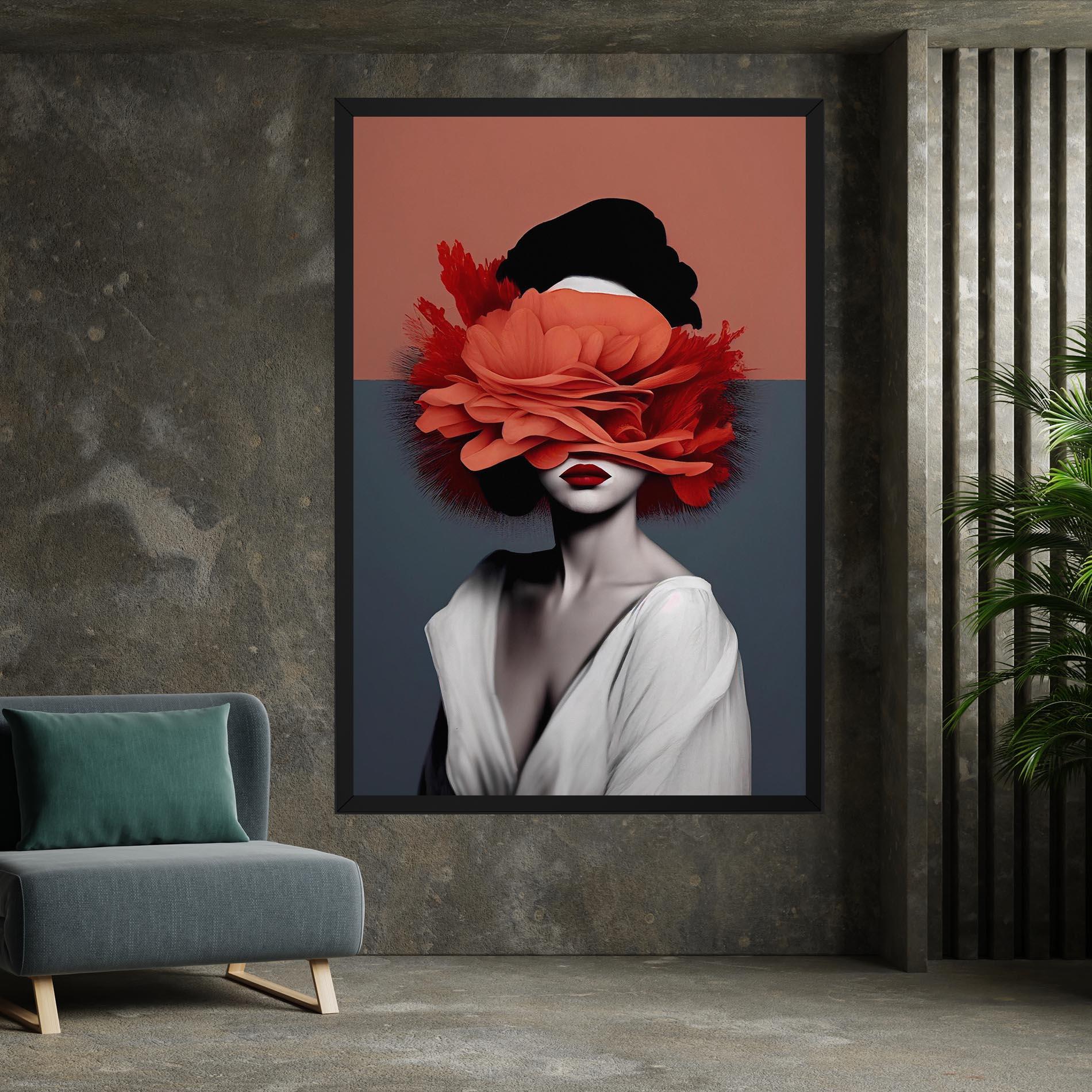 Leinwandbild Red Flower Woman mockup 7