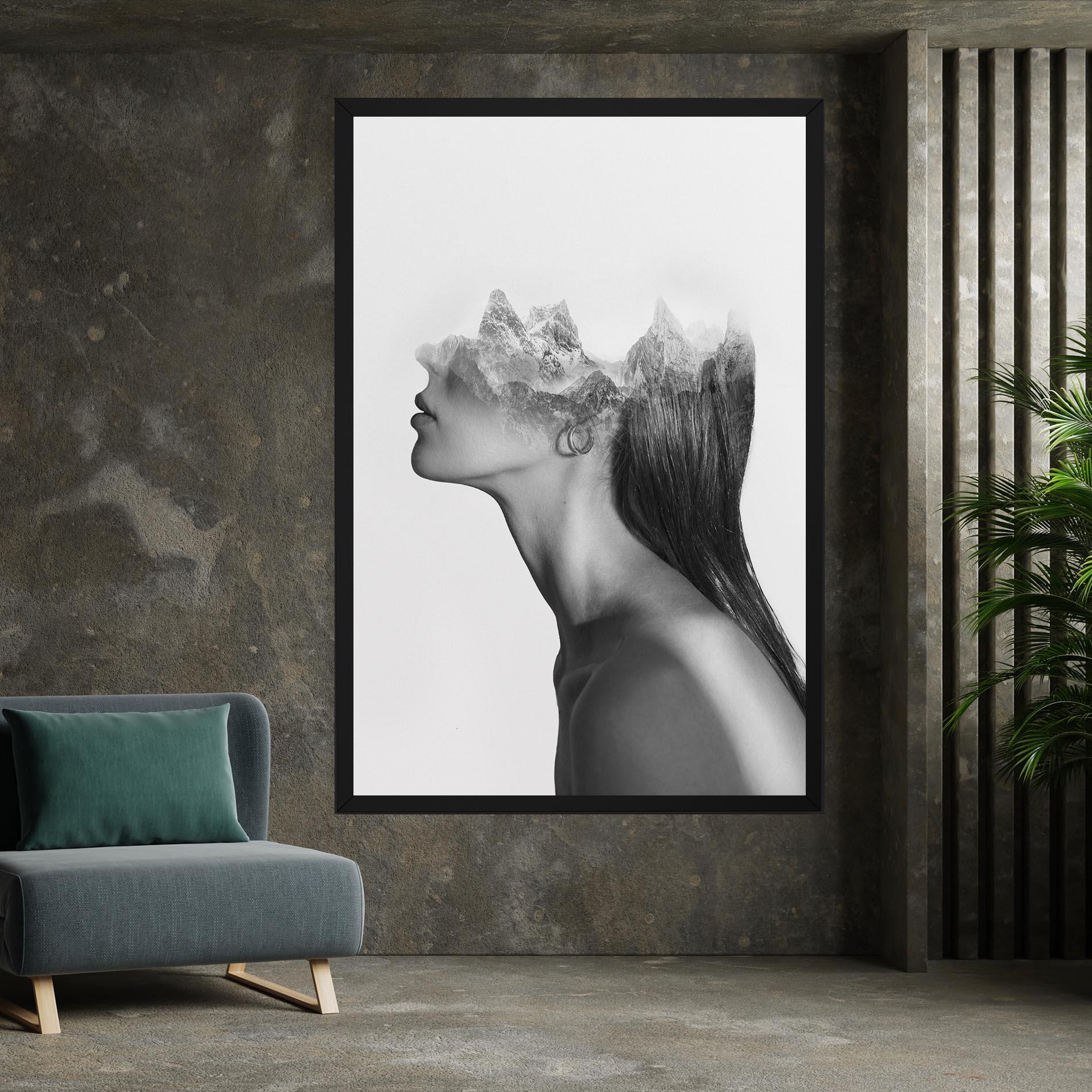 Leinwandbild Woman Mountains View mockup 7