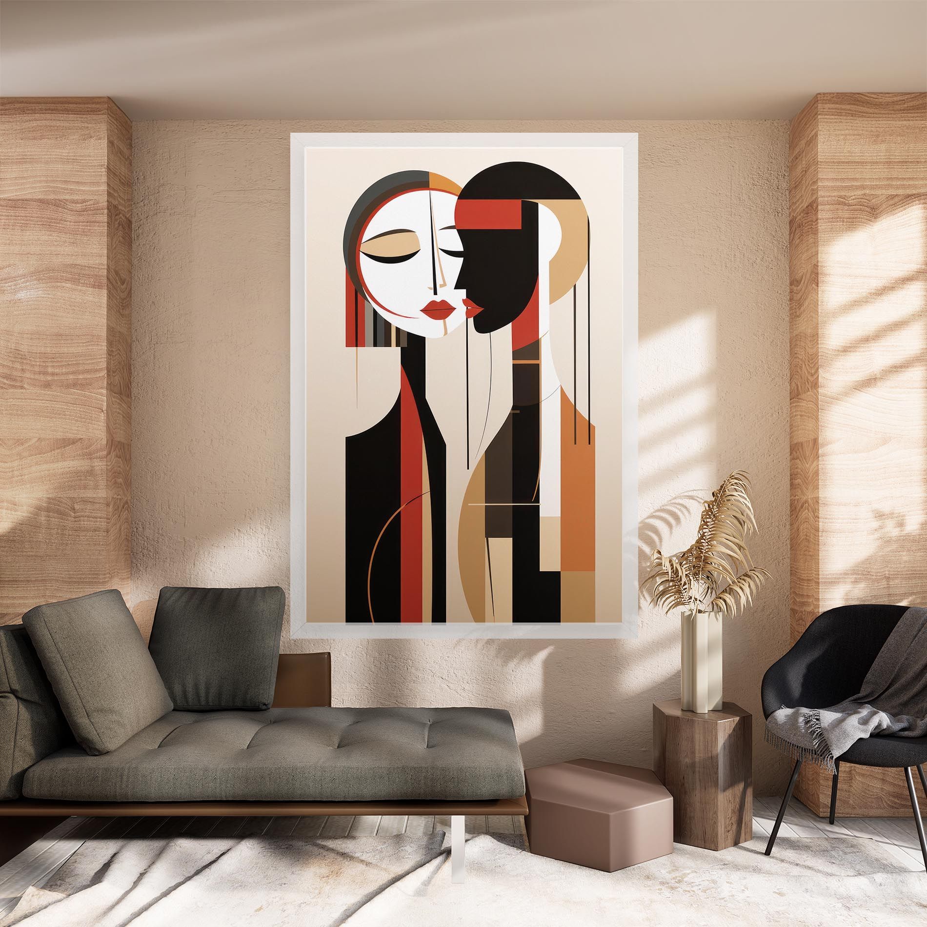 Abstract Couple Kissing mockup 8