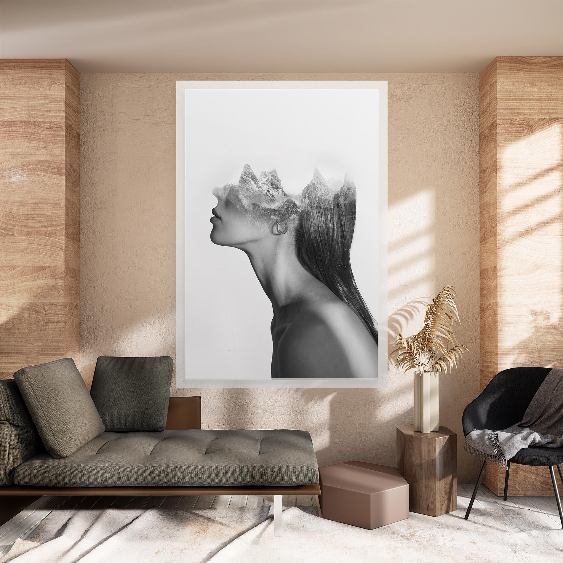 Leinwandbild Woman Mountains View mockup 8