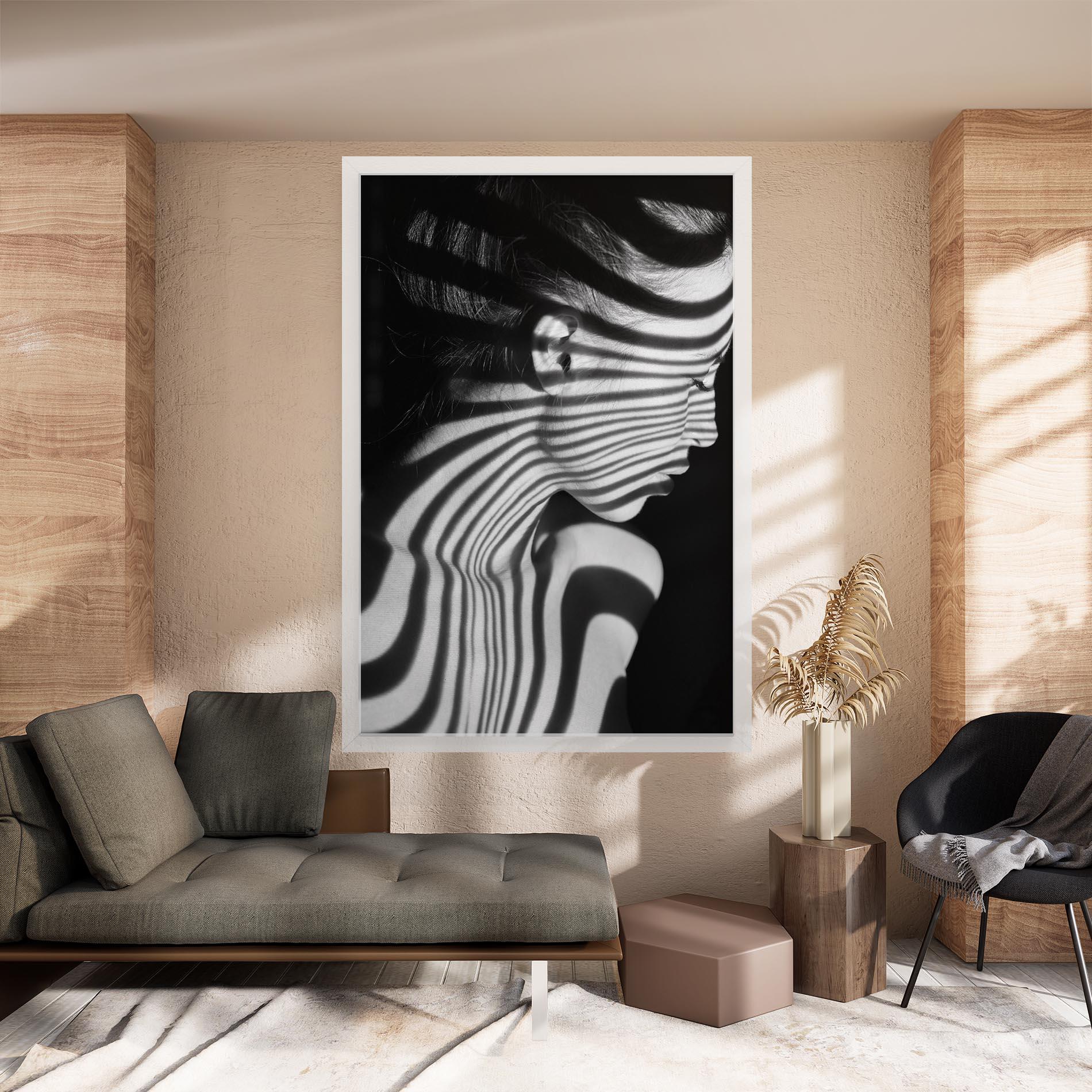 Leinwandbild Zebra Stripes Woman mockup 8
