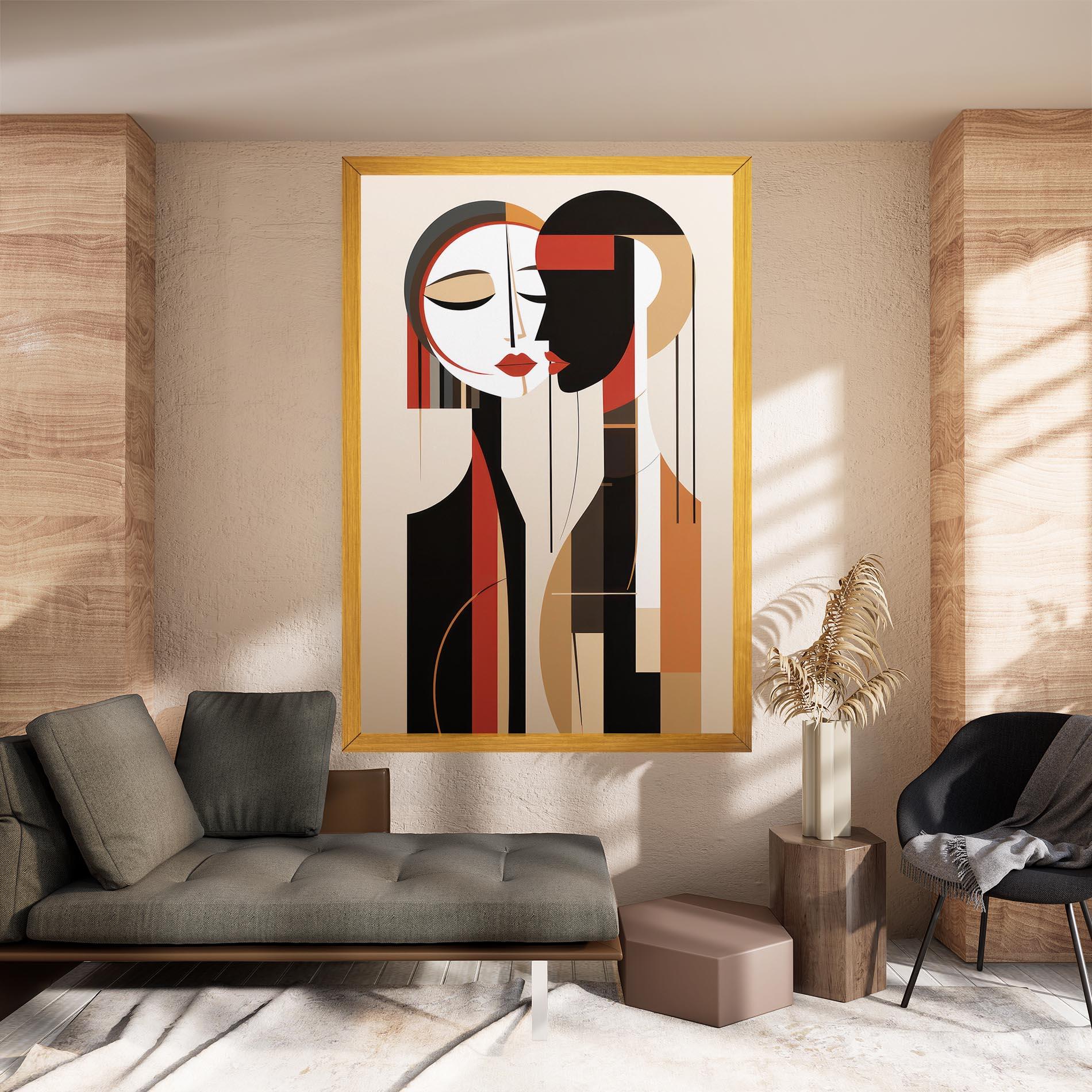 Leinwandbild Abstract Couple Kissing mockup 8