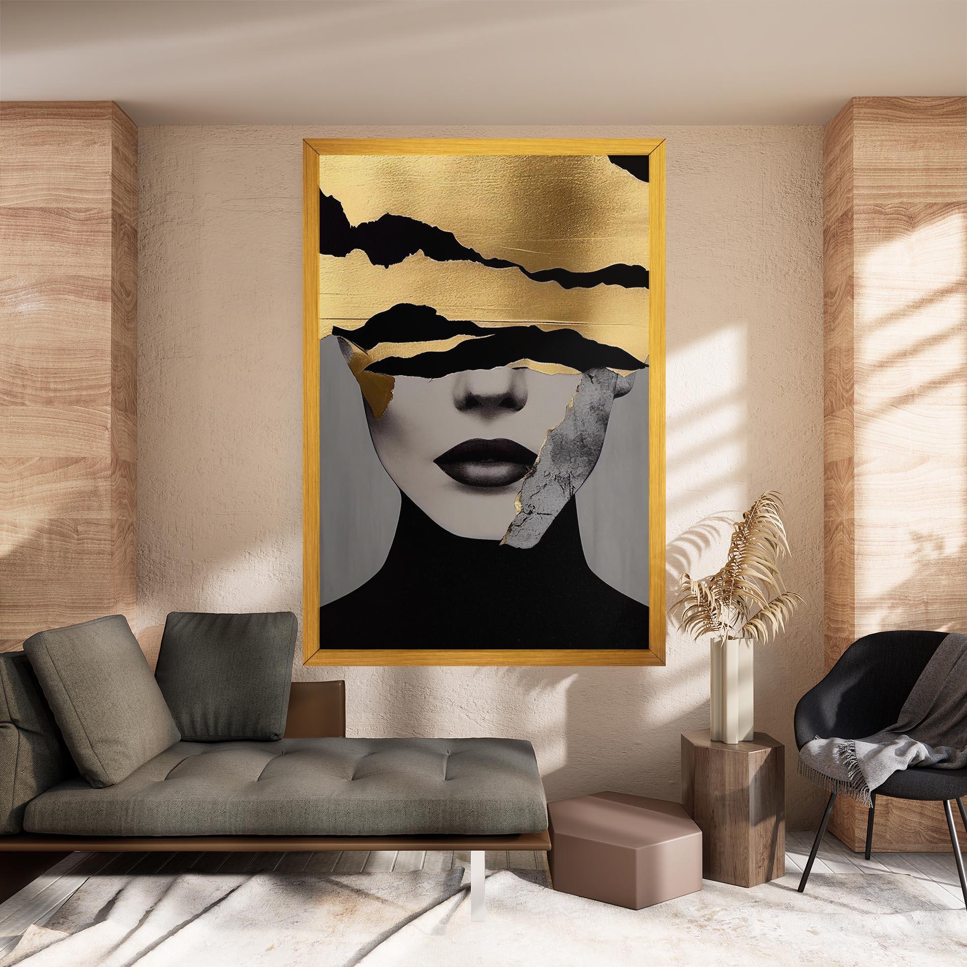 Leinwandbild Modern Golden Paint mockup 8
