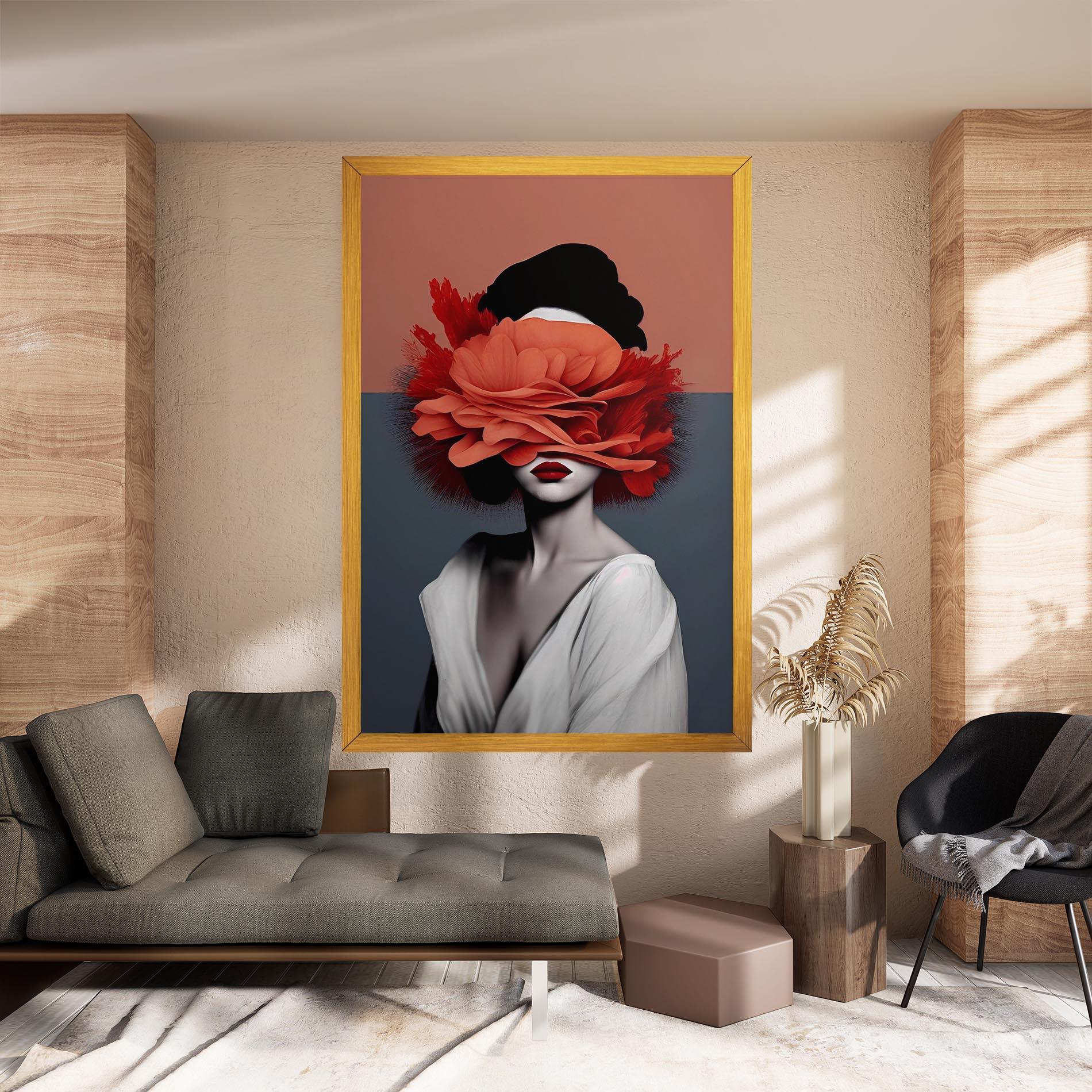 Leinwandbild Red Flower Woman mockup 8