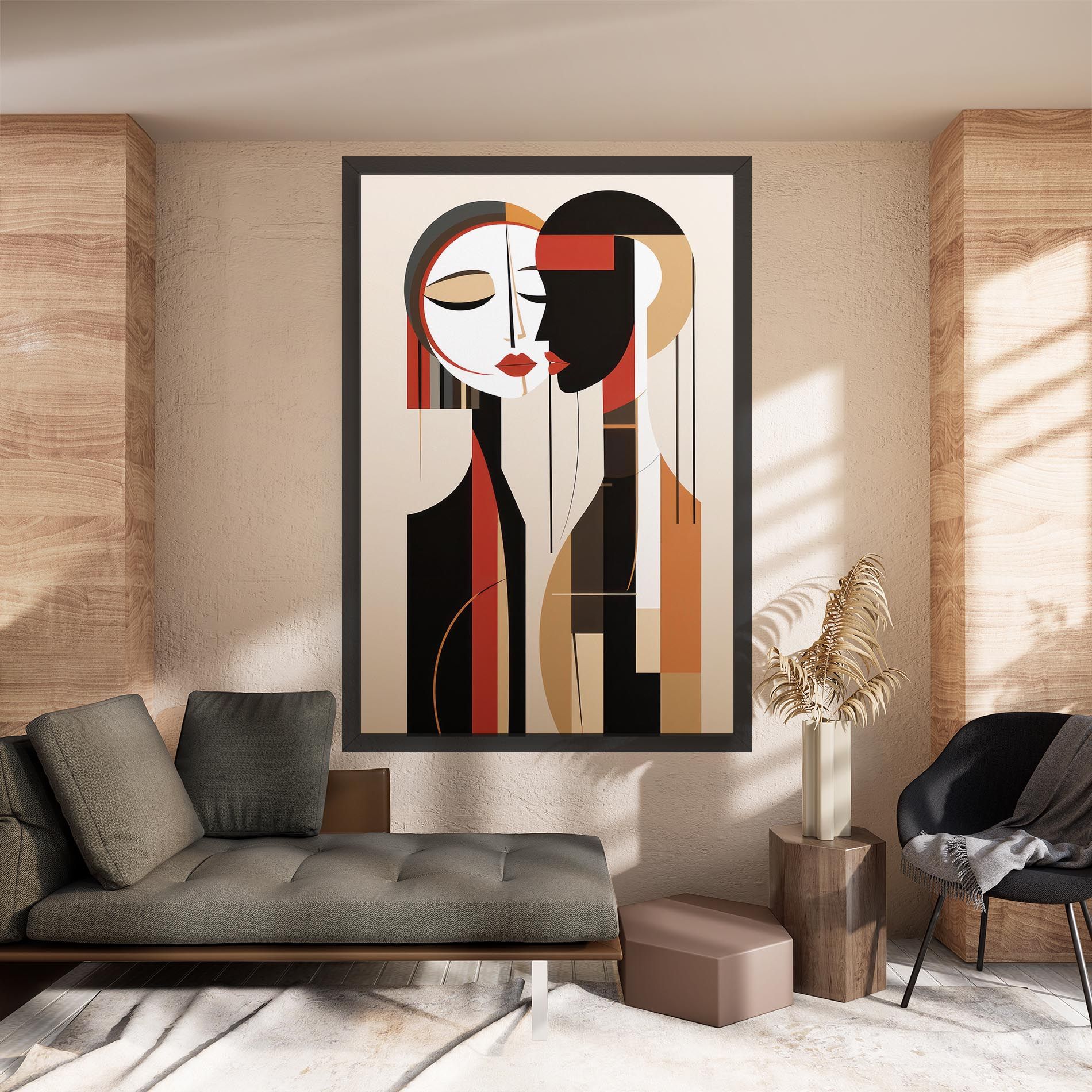 Abstract Couple Kissing mockup 8