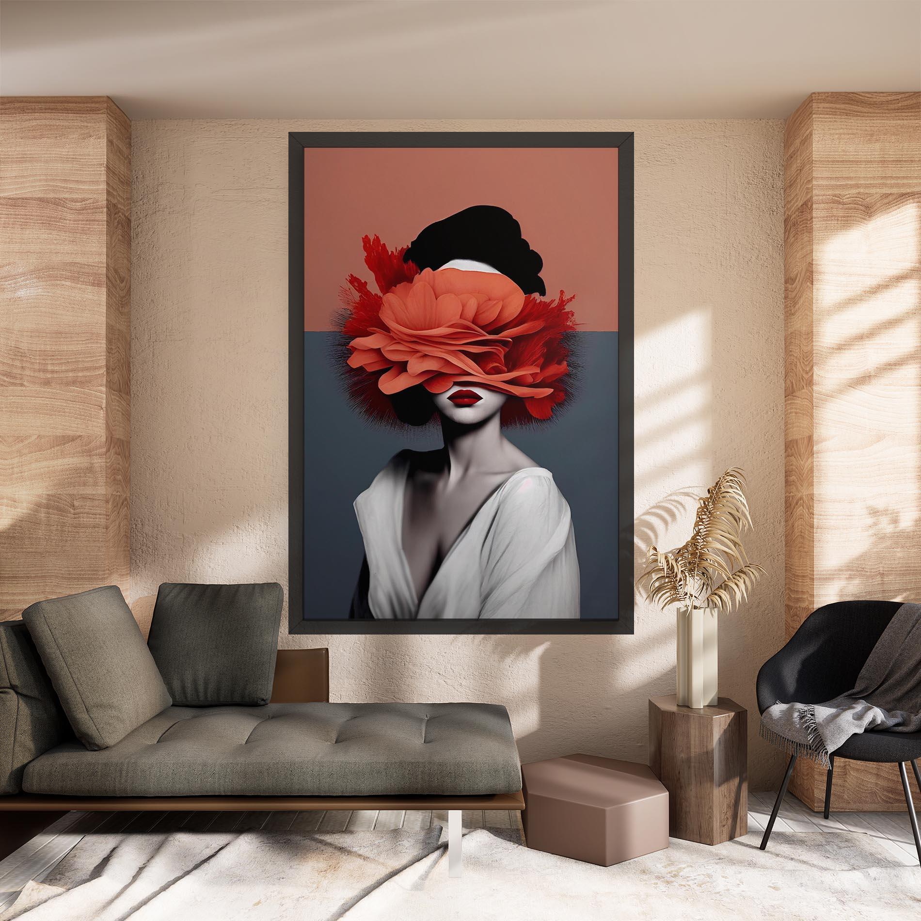 Leinwandbild Red Flower Woman mockup 8
