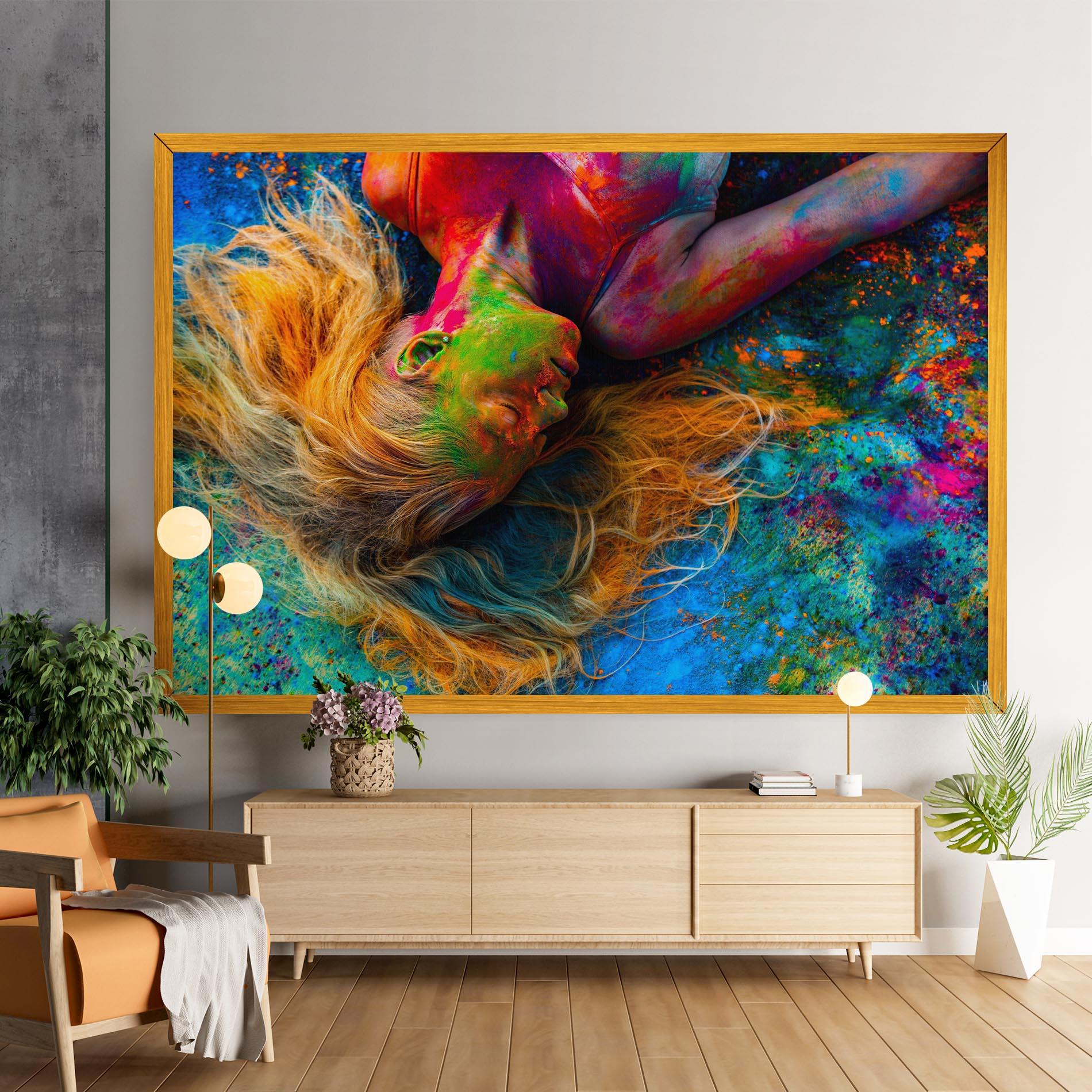 Leinwandbild Powder Holi Woman mockup 9