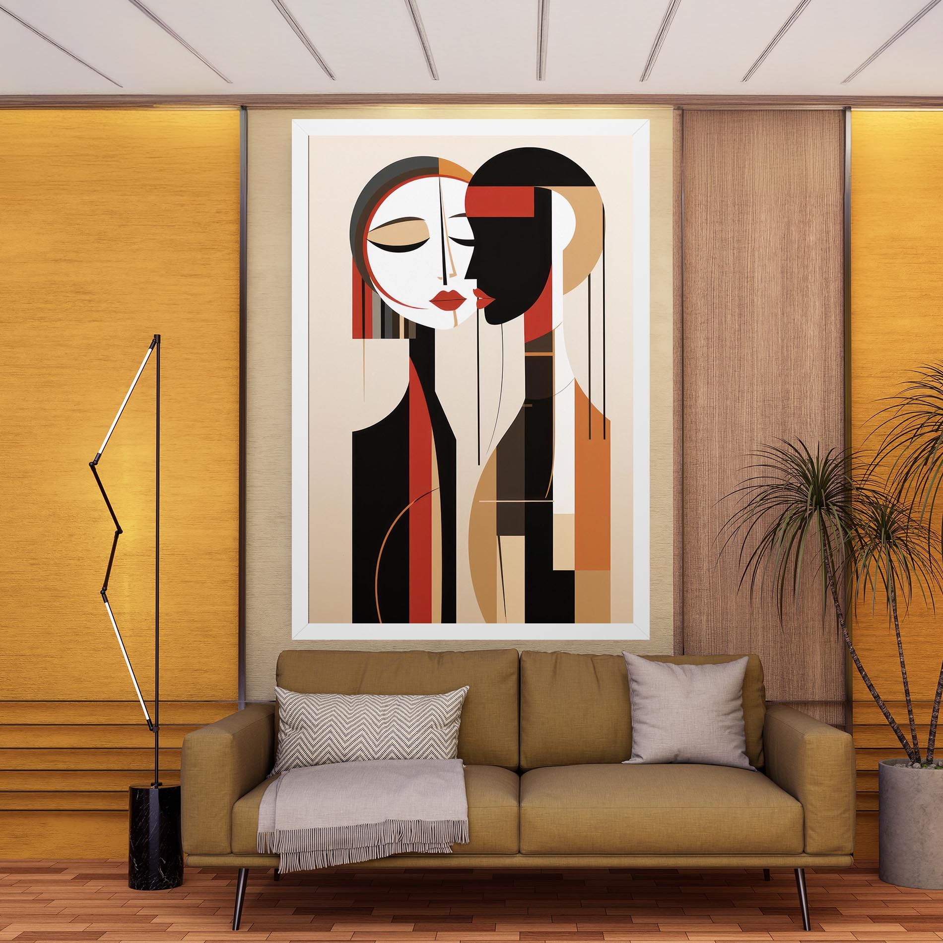 Abstract Couple Kissing mockup 9