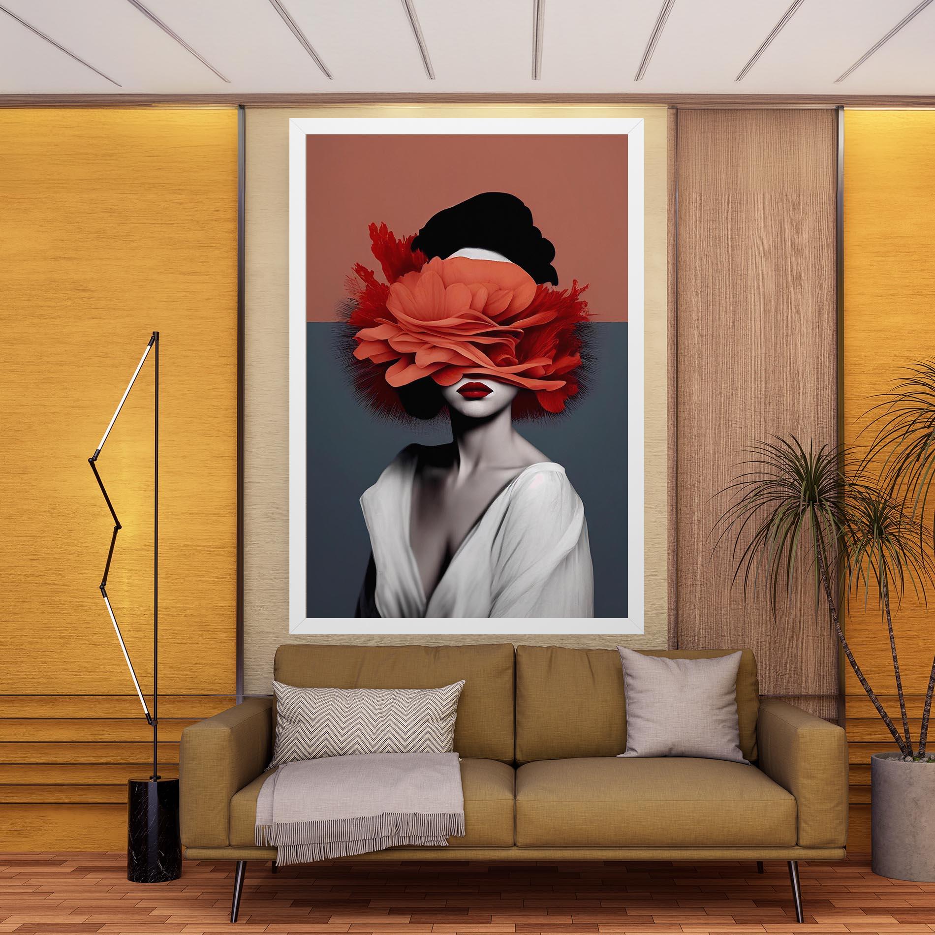 Leinwandbild Red Flower Woman mockup 9