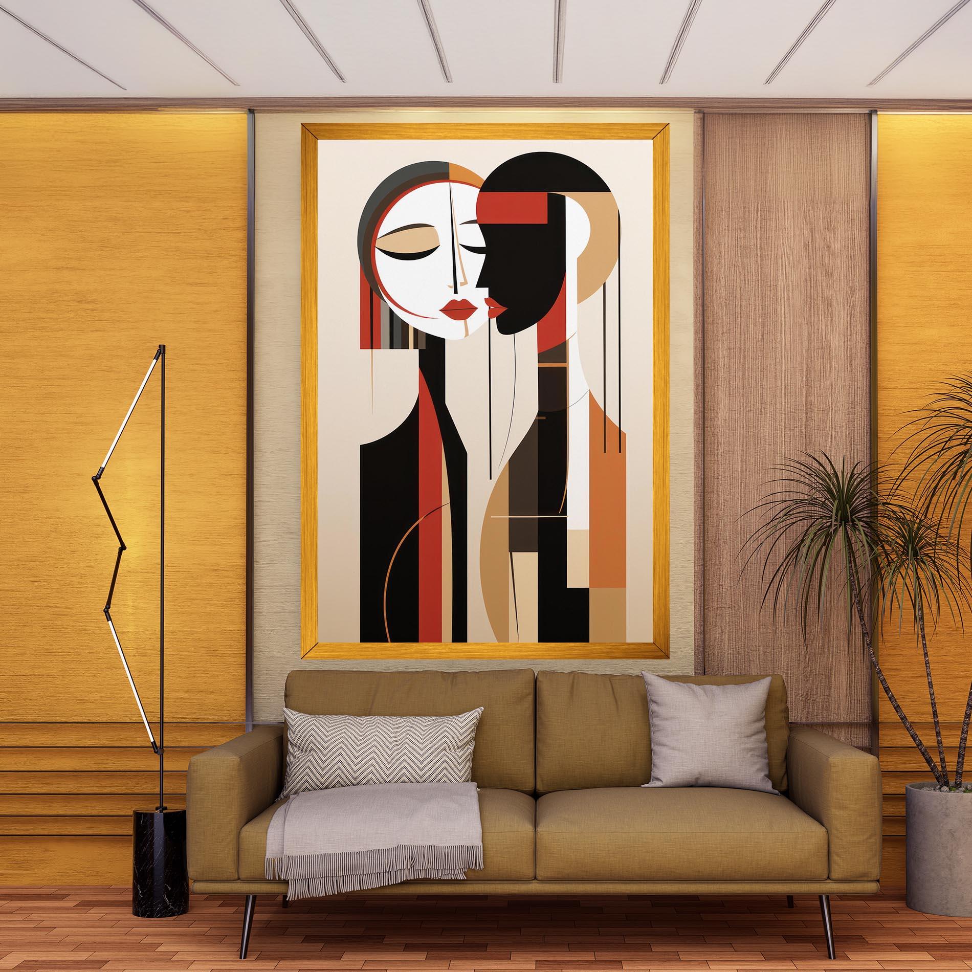 Leinwandbild Abstract Couple Kissing mockup 9