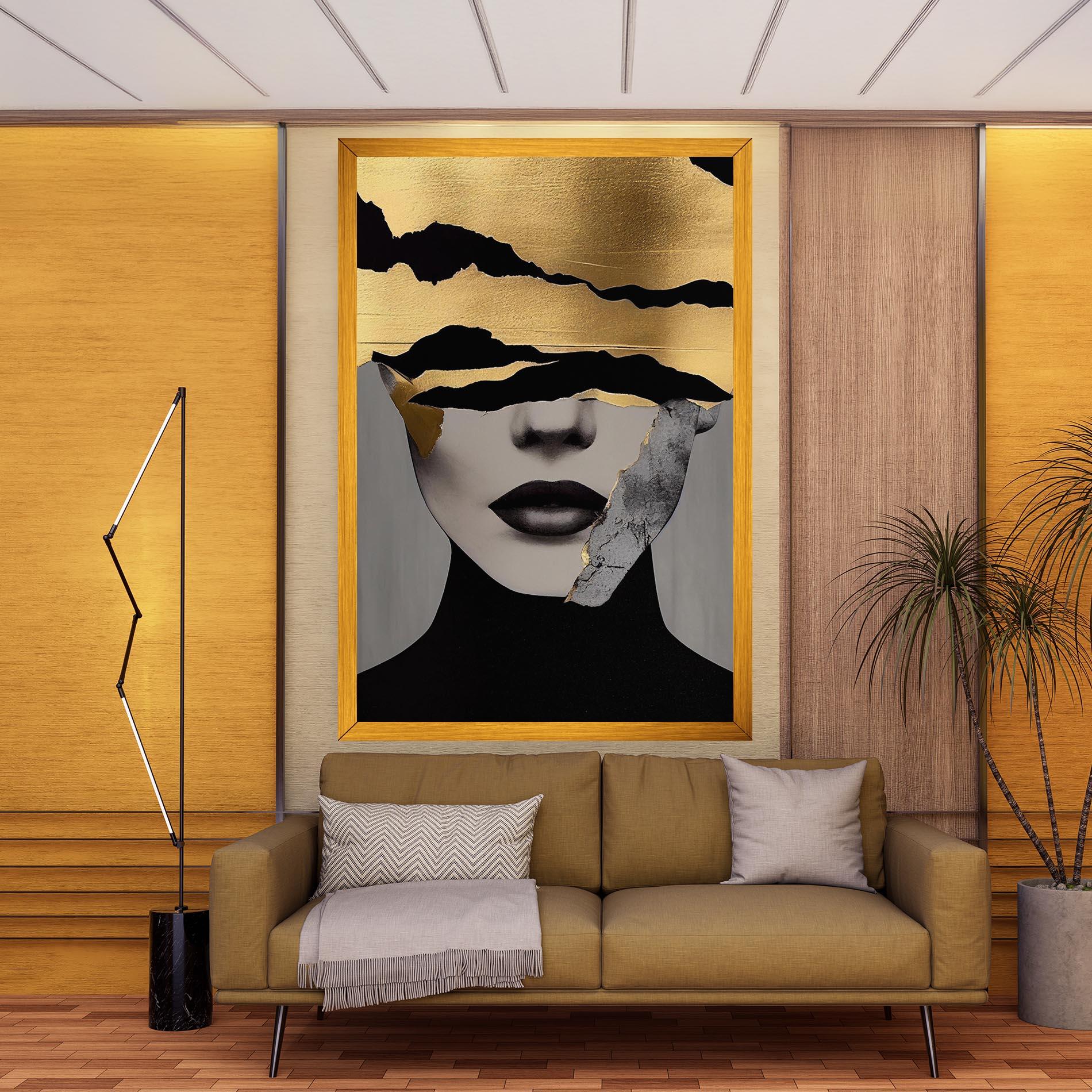 Leinwandbild Modern Golden Paint mockup 9