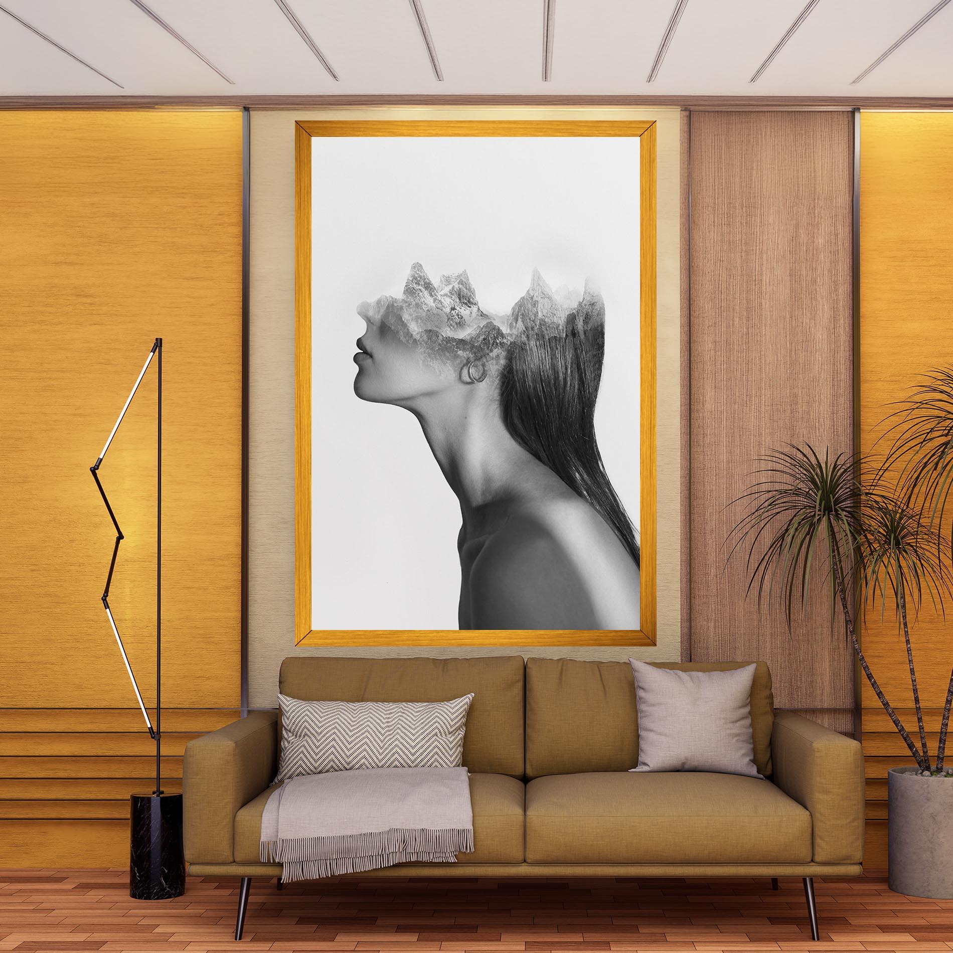 Leinwandbild Woman Mountains View mockup 9