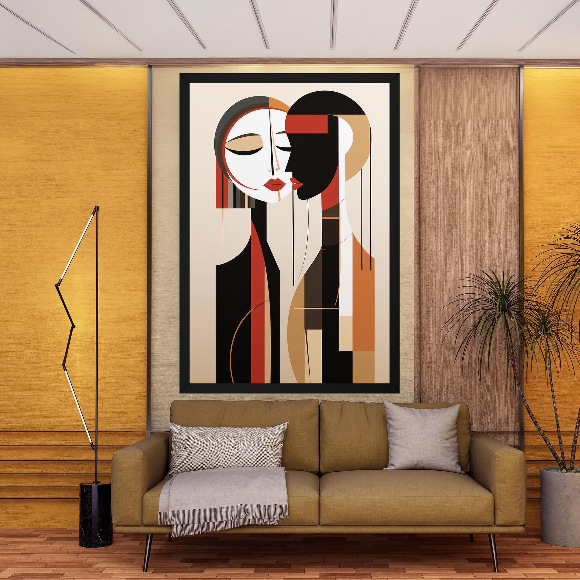 Abstract Couple Kissing mockup 9