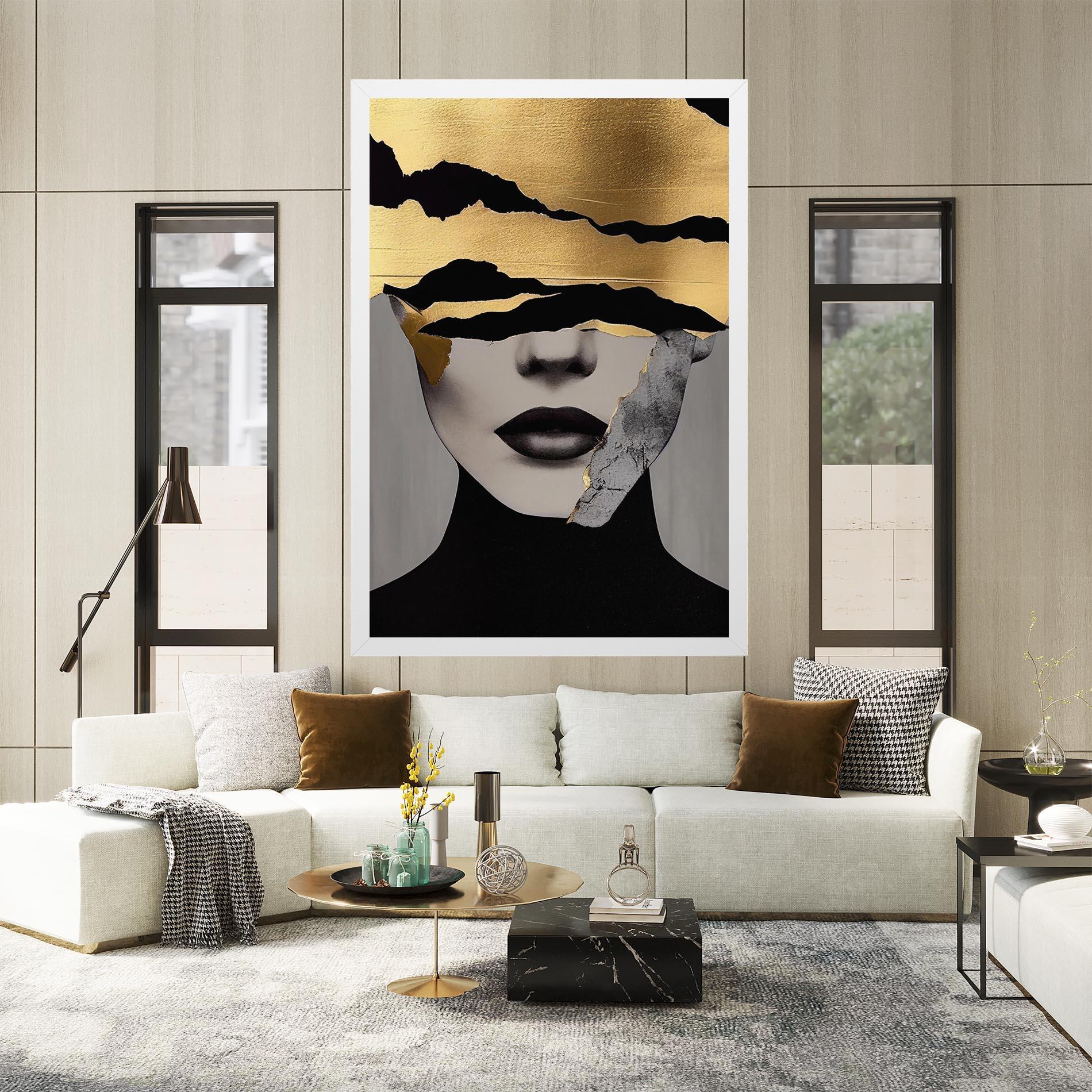 Leinwandbild Modern Golden Paint mockup 2
