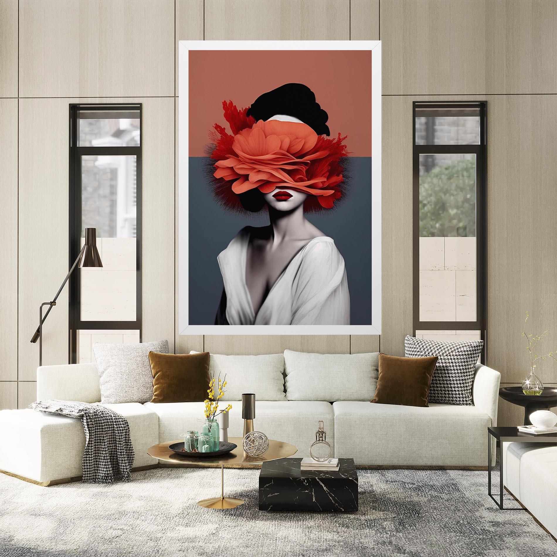 Leinwandbild Red Flower Woman mockup 2