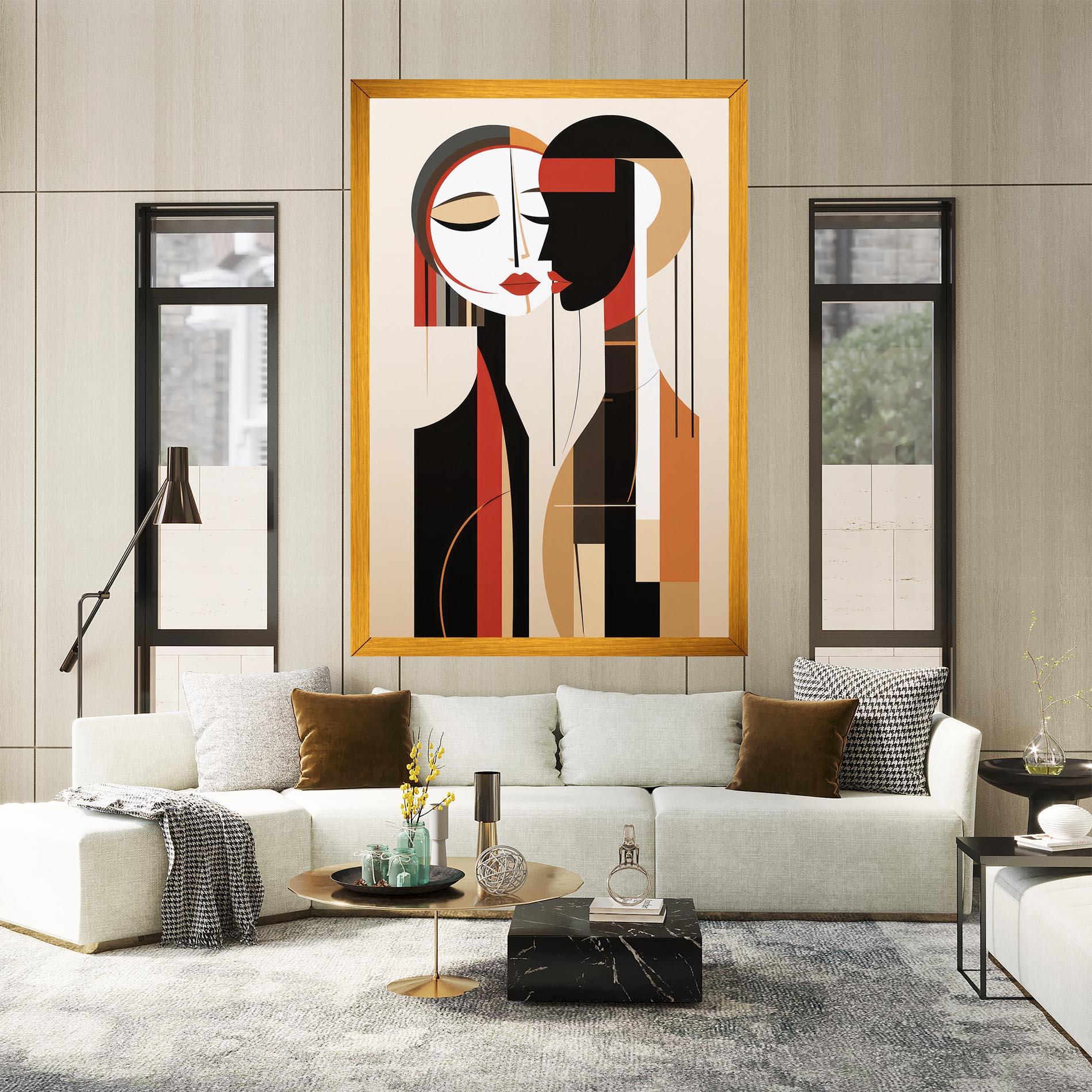 Leinwandbild Abstract Couple Kissing mockup 2