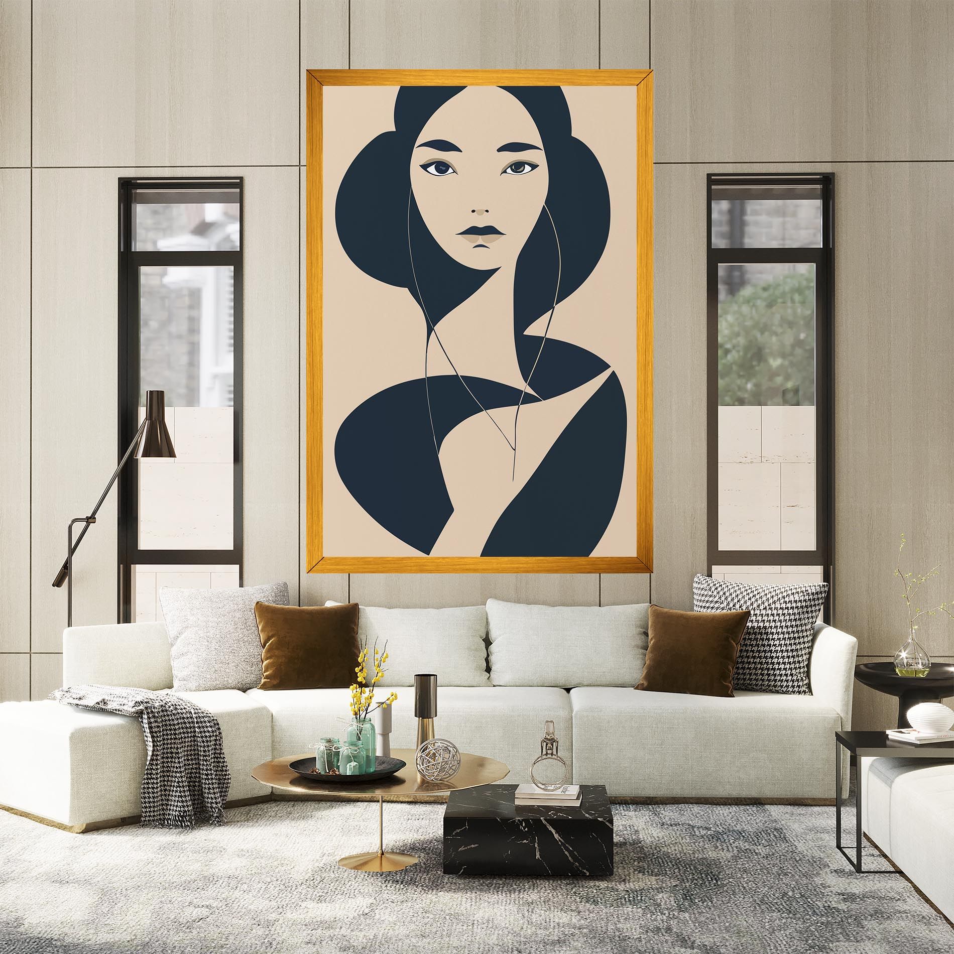 Cream Blue Woman mockup 2