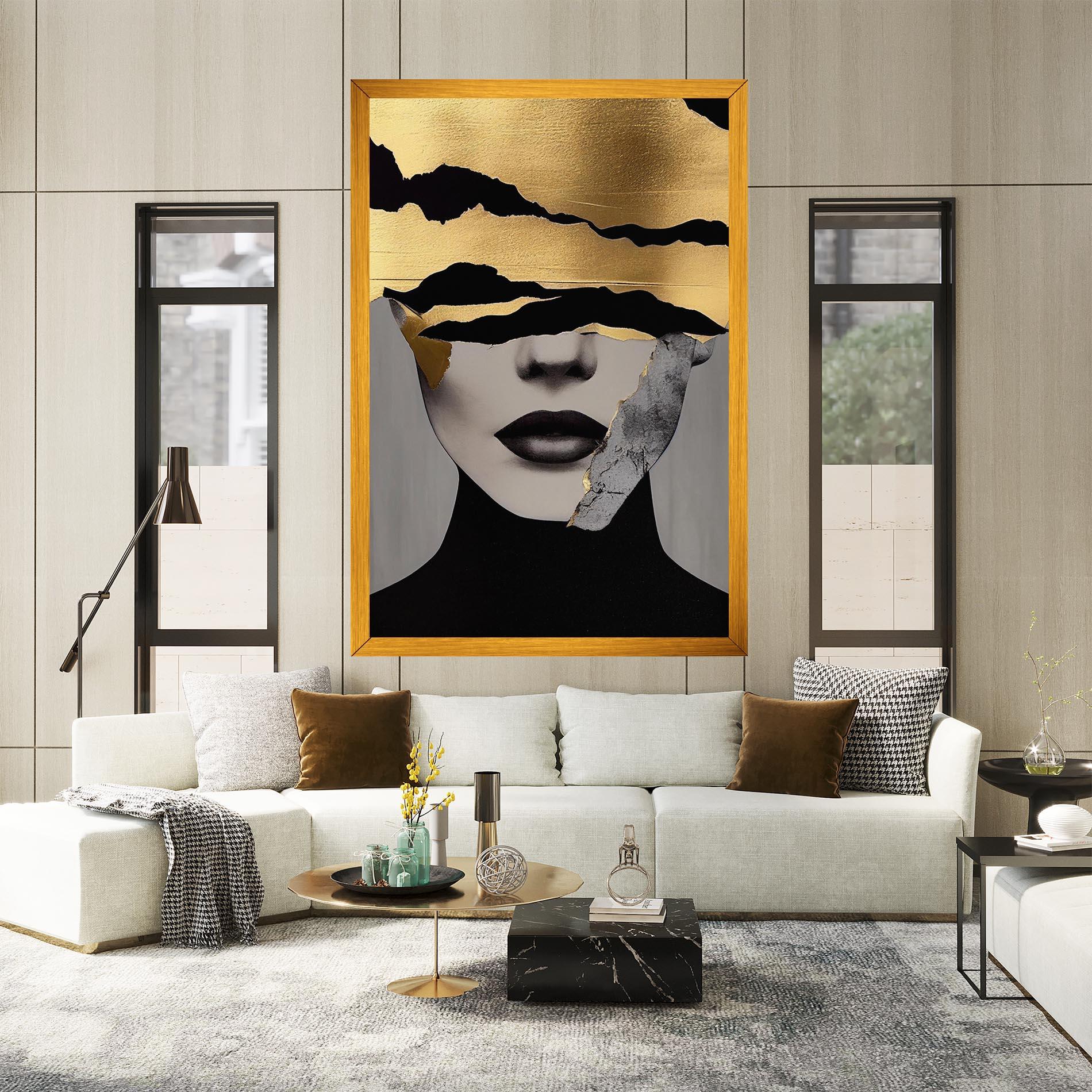 Leinwandbild Modern Golden Paint mockup 2
