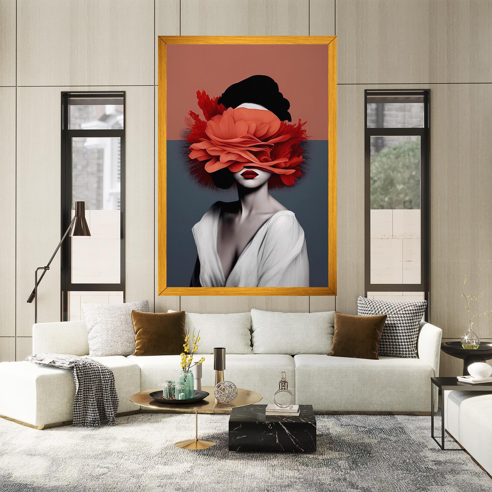 Leinwandbild Red Flower Woman mockup 2