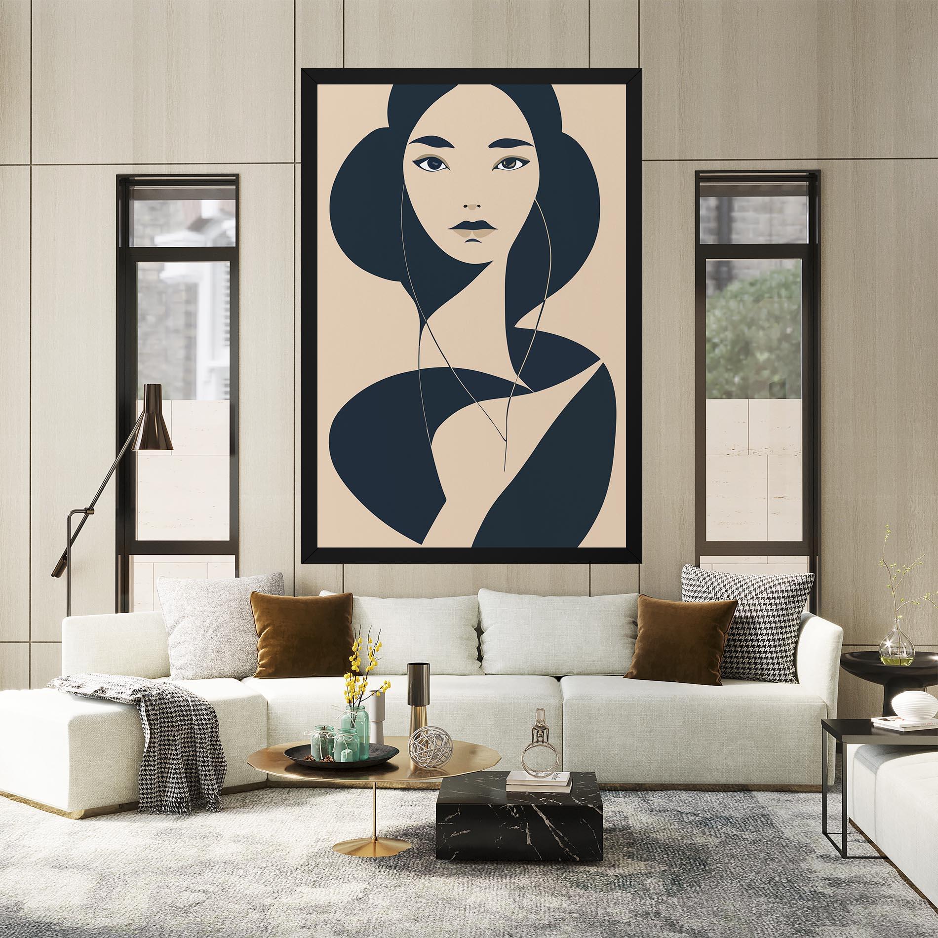 Leinwandbild Cream Blue Woman mockup 2