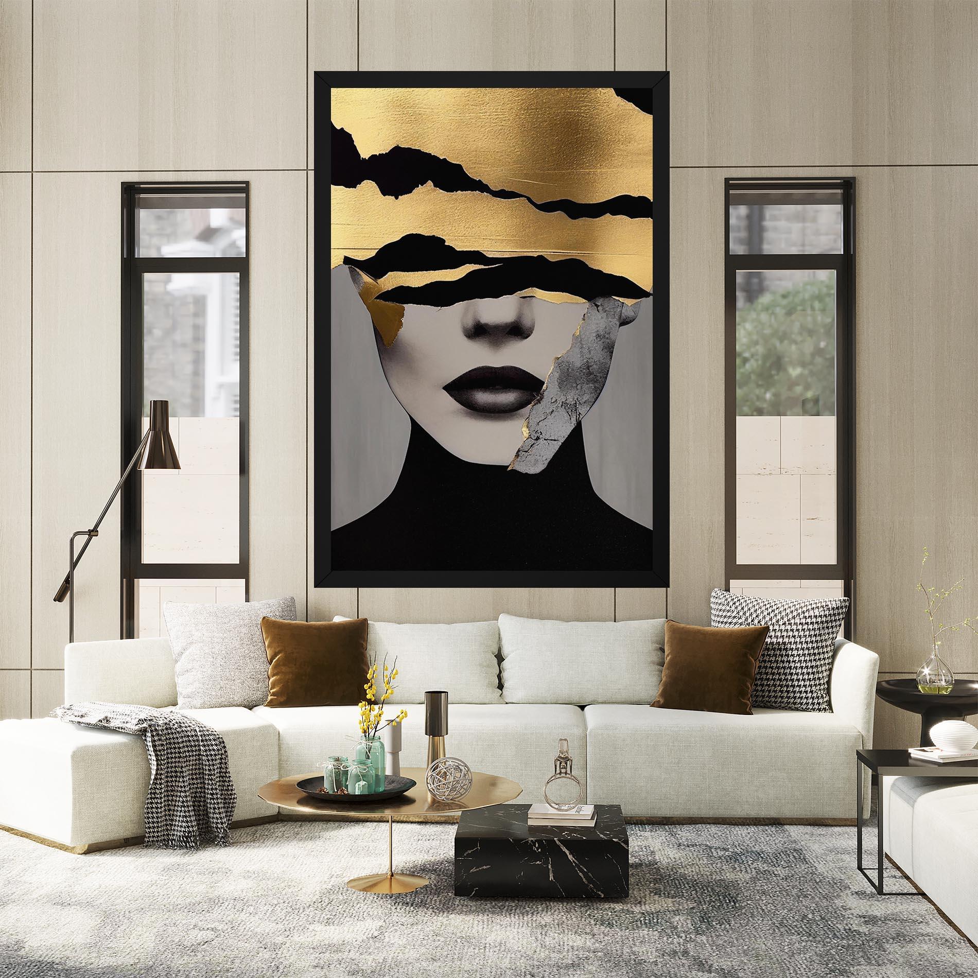 Leinwandbild Modern Golden Paint mockup 2