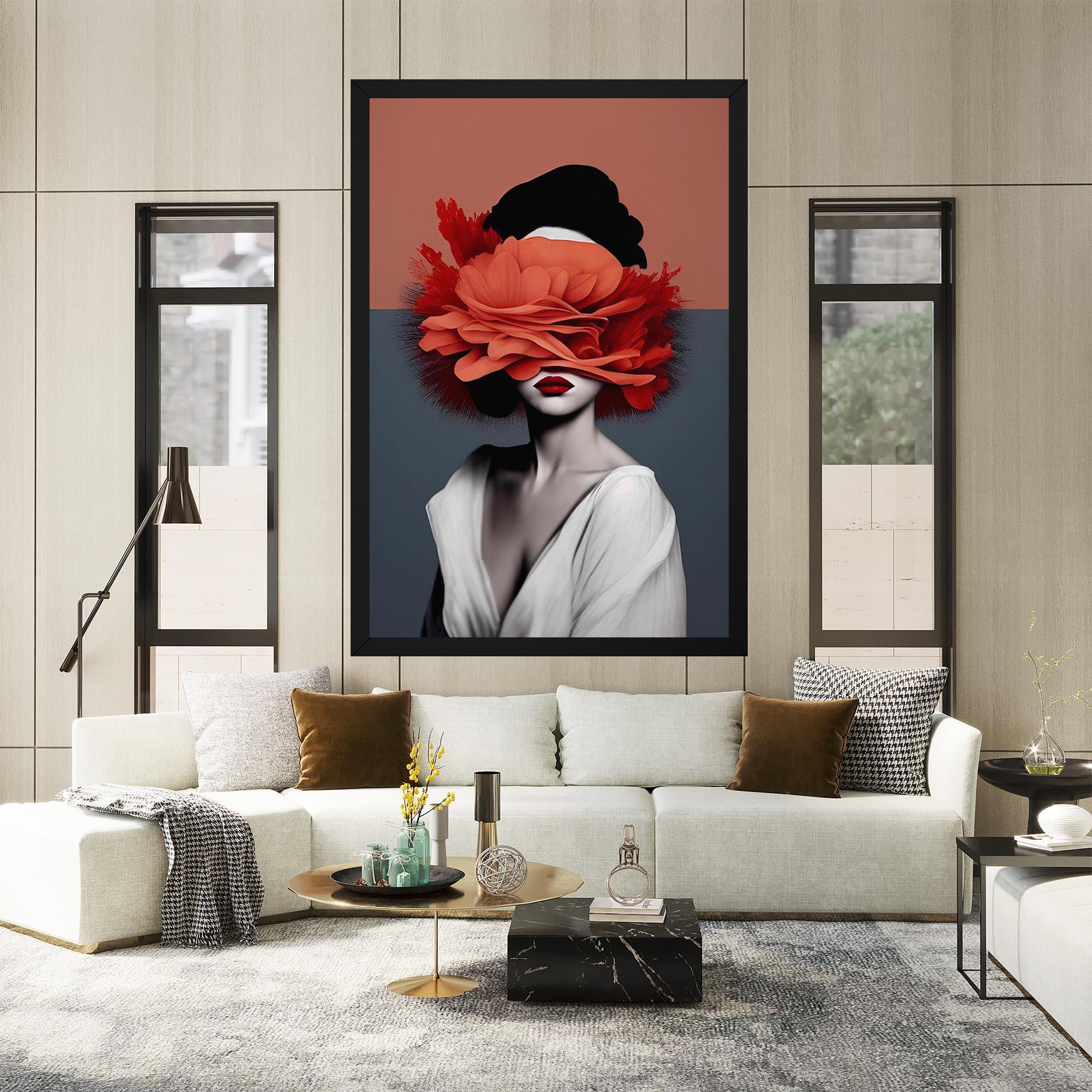 Leinwandbild Red Flower Woman mockup 2