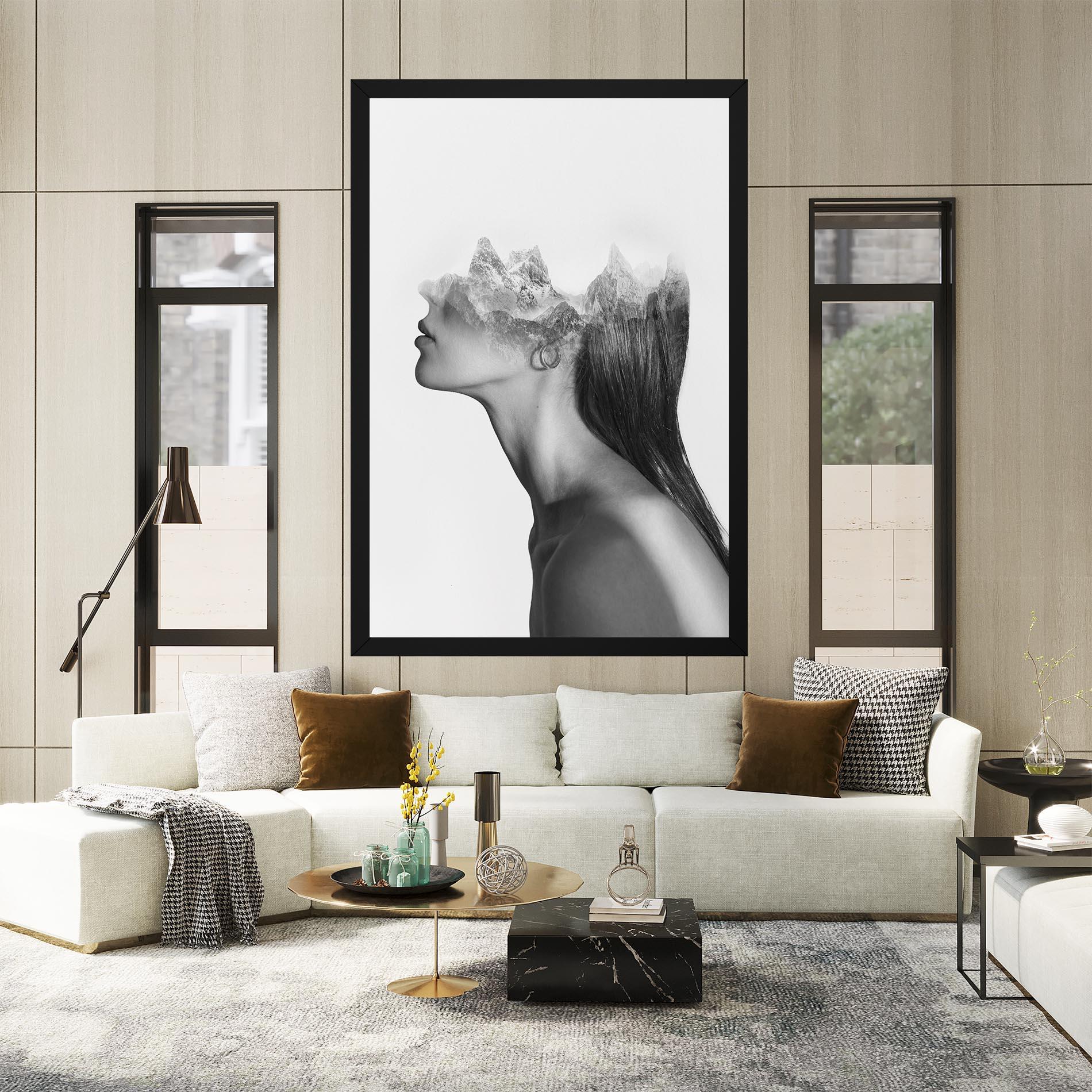 Leinwandbild Woman Mountains View mockup 2