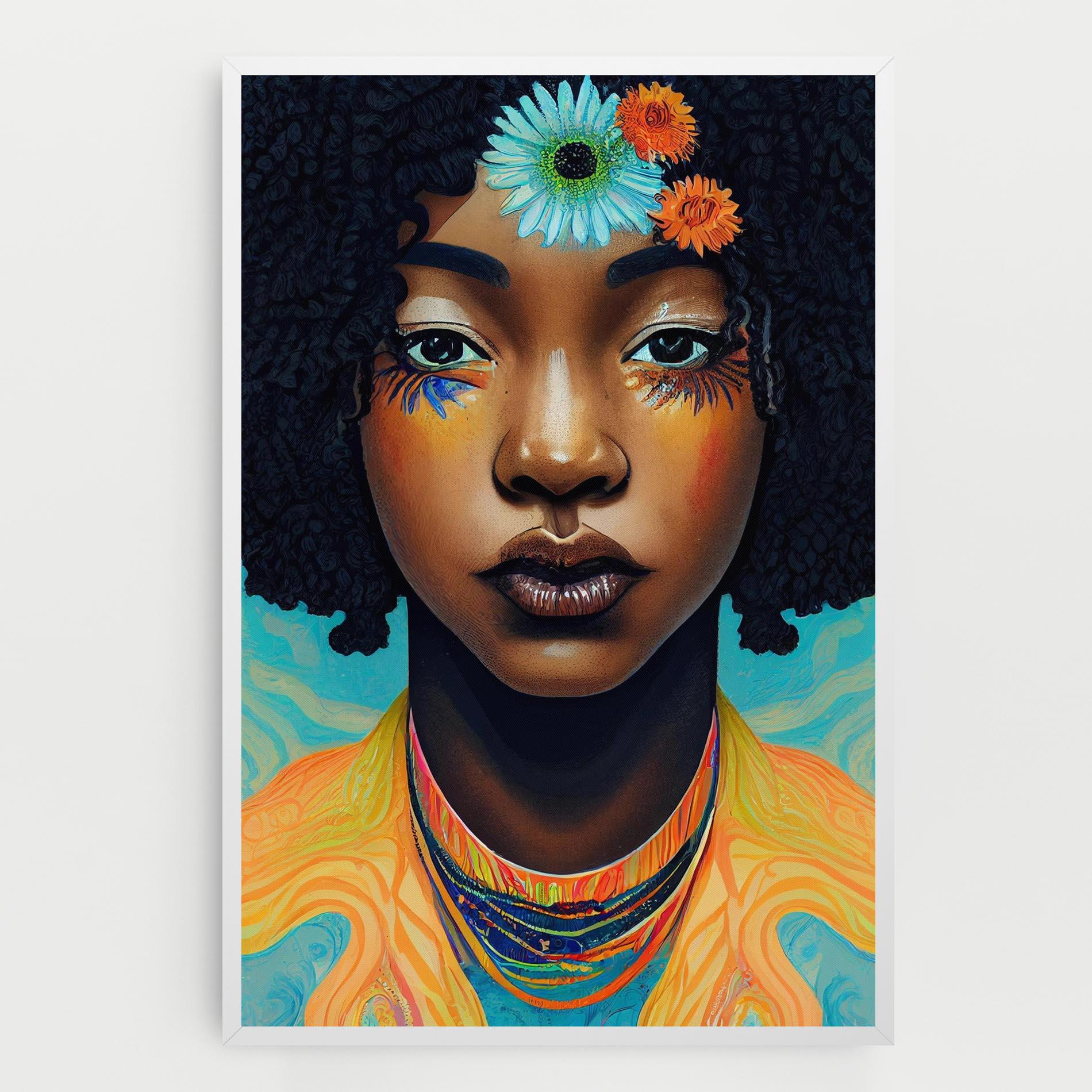 Leinwandbild Portrait With Flowers mockup 0