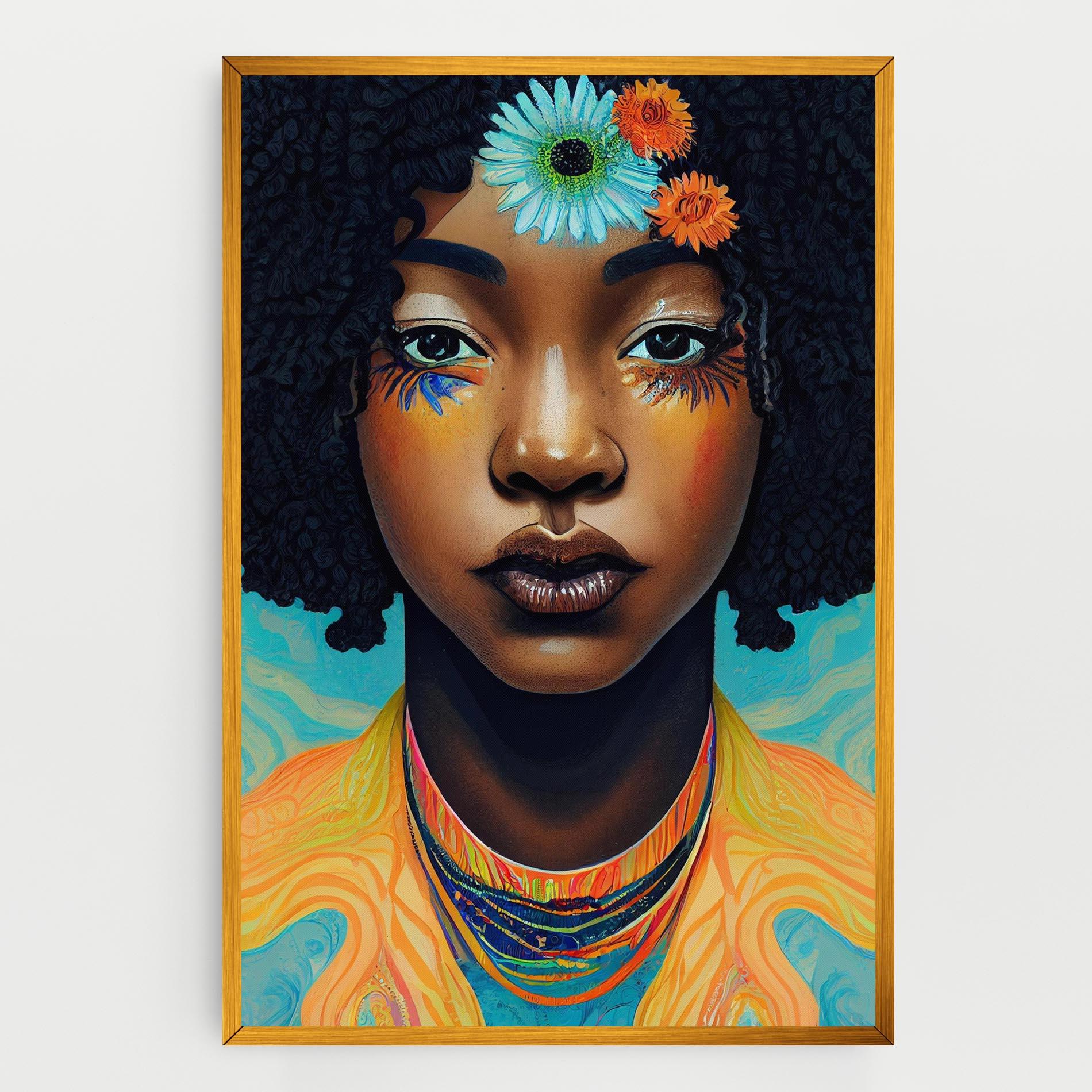 Leinwandbild Portrait With Flowers mockup 0