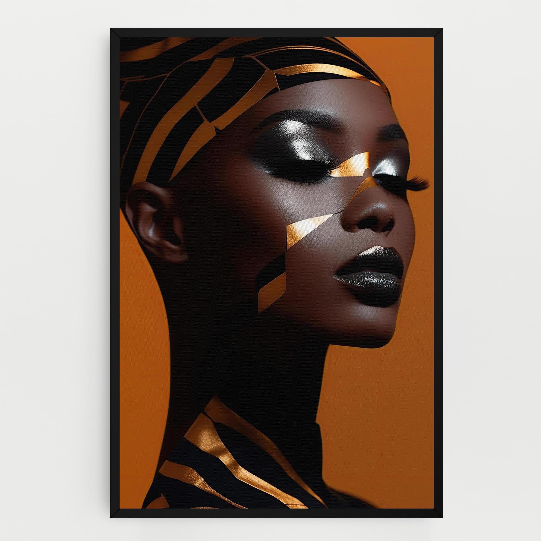Leinwandbild African Woman On Orange mockup 0