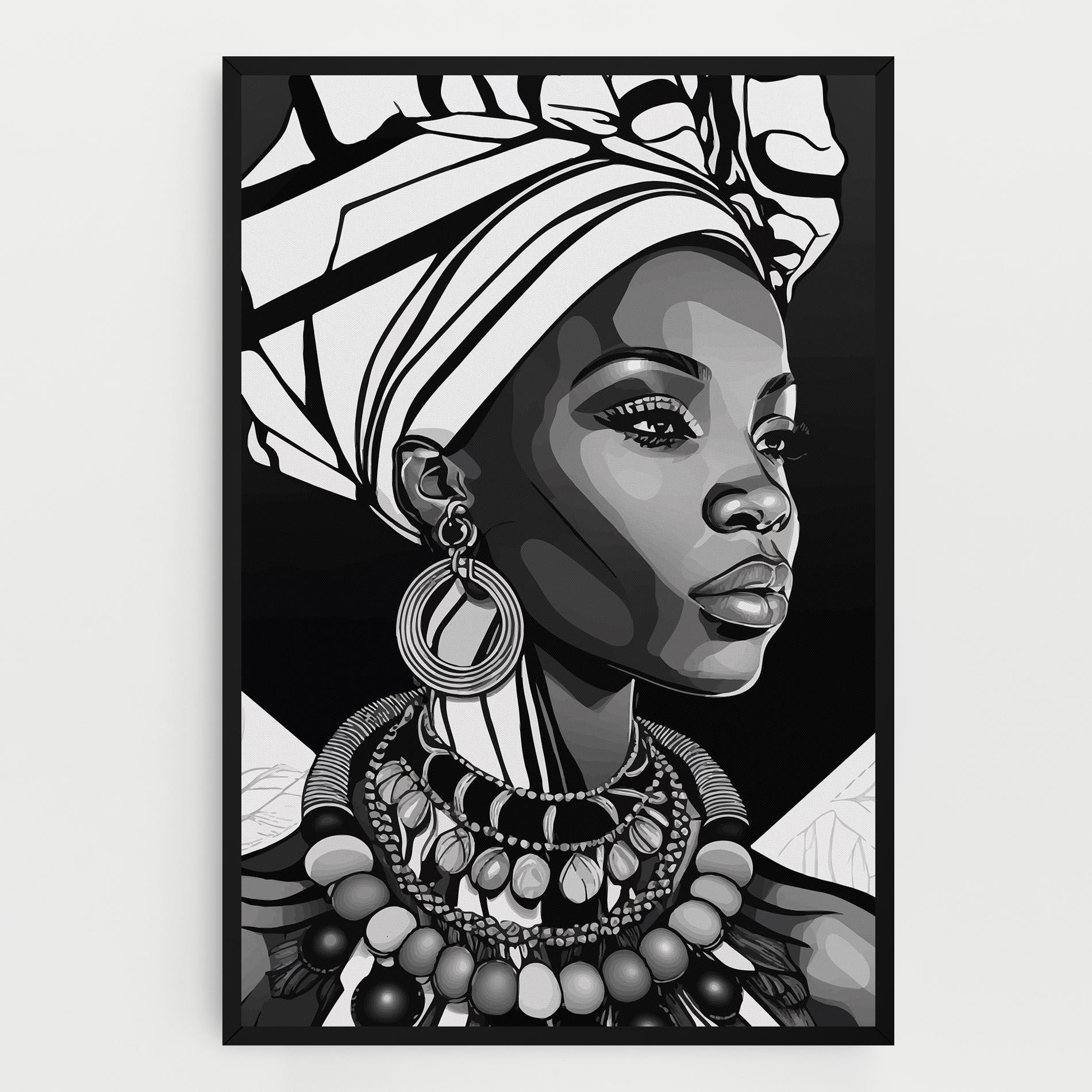 Leinwandbild Black White African mockup 0