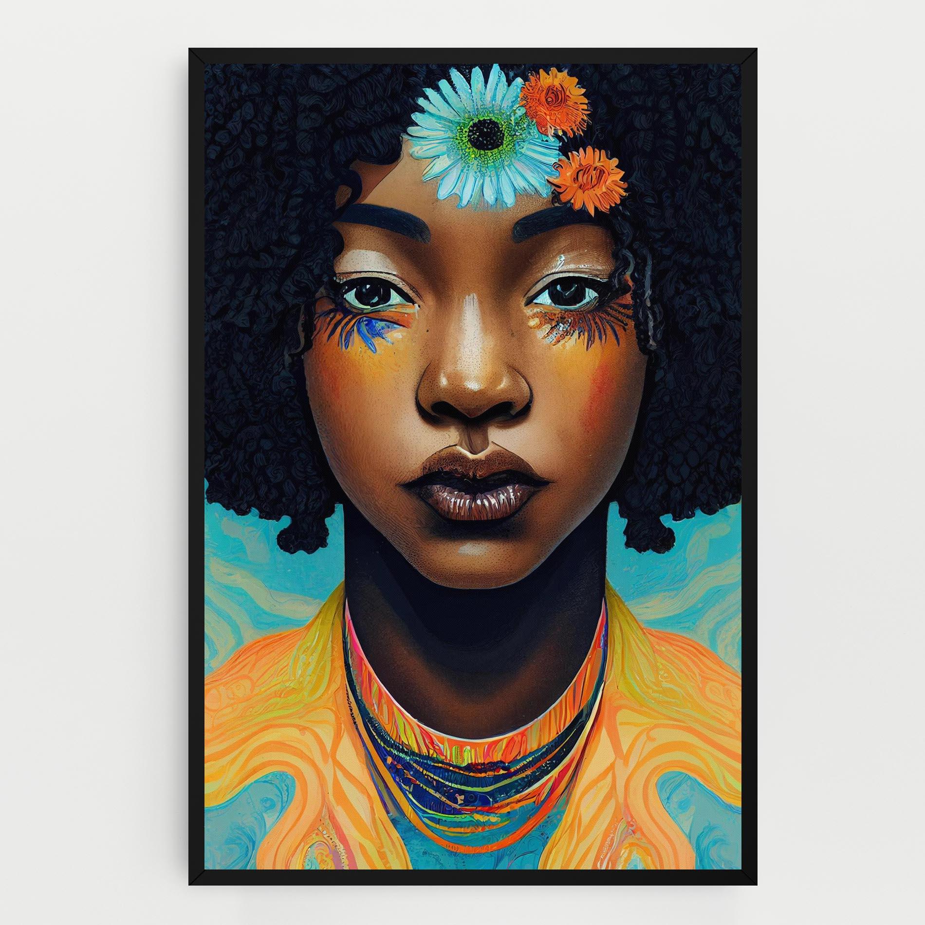 Leinwandbild Portrait With Flowers mockup 0