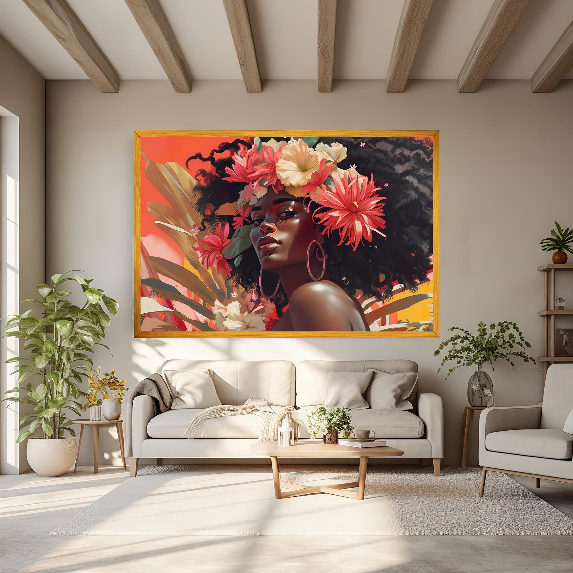 Leinwandbild African Flower Woman mockup 6