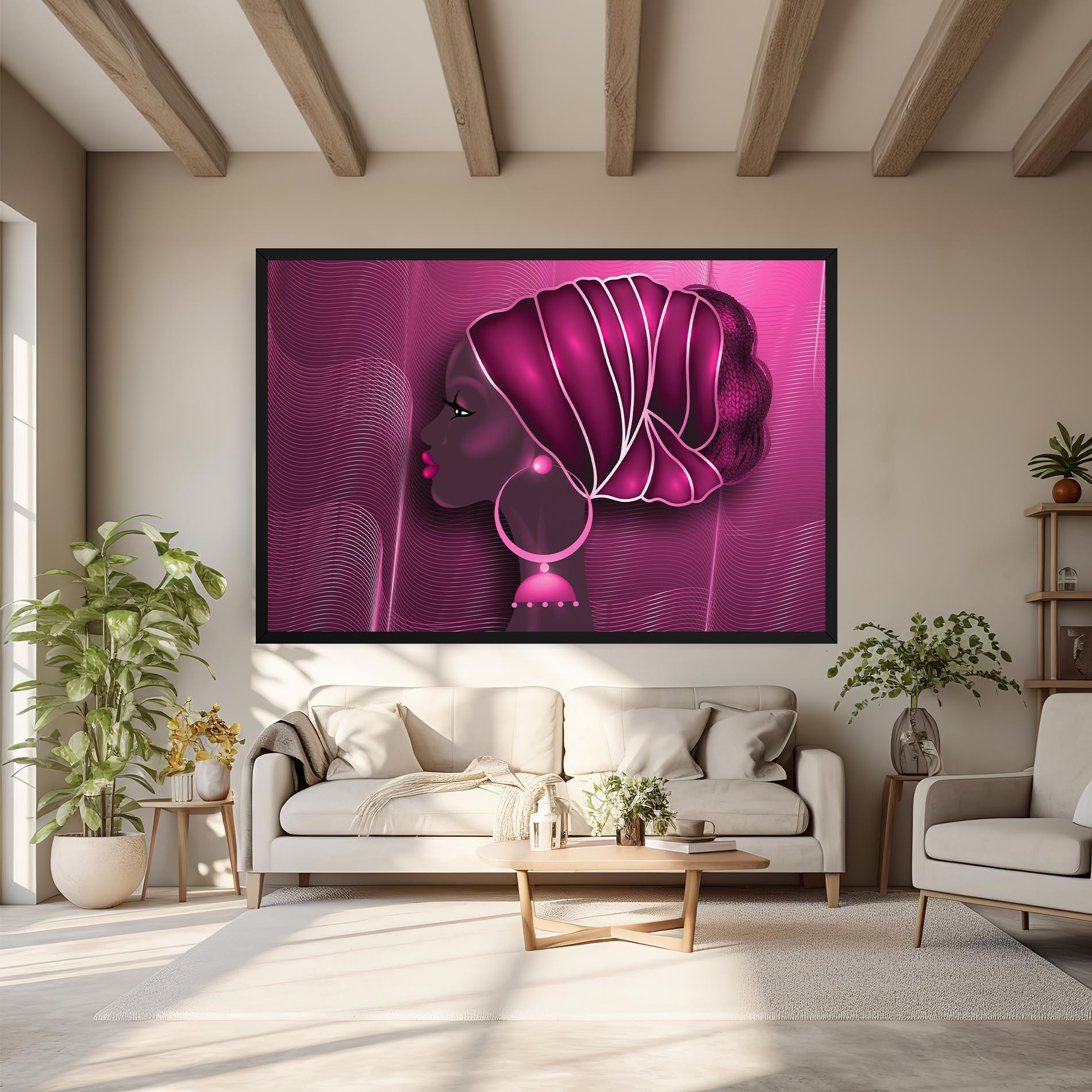 Leinwandbild African Pink Woman mockup 6