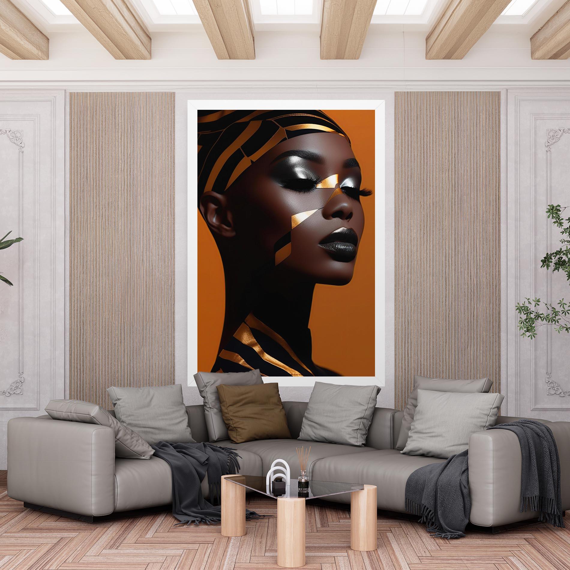 Leinwandbild African Woman On Orange mockup 6