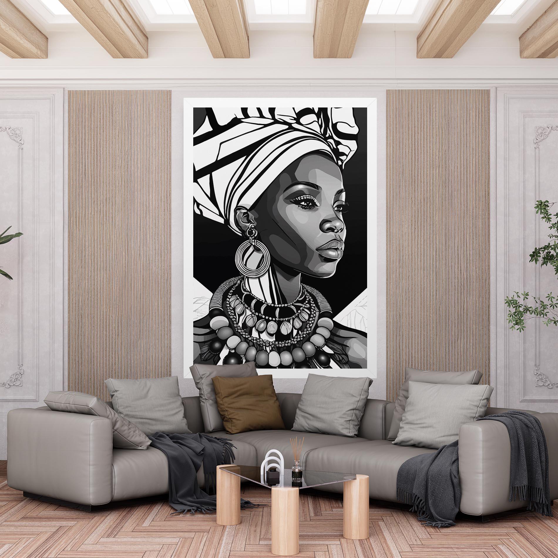 Leinwandbild Black White African mockup 6