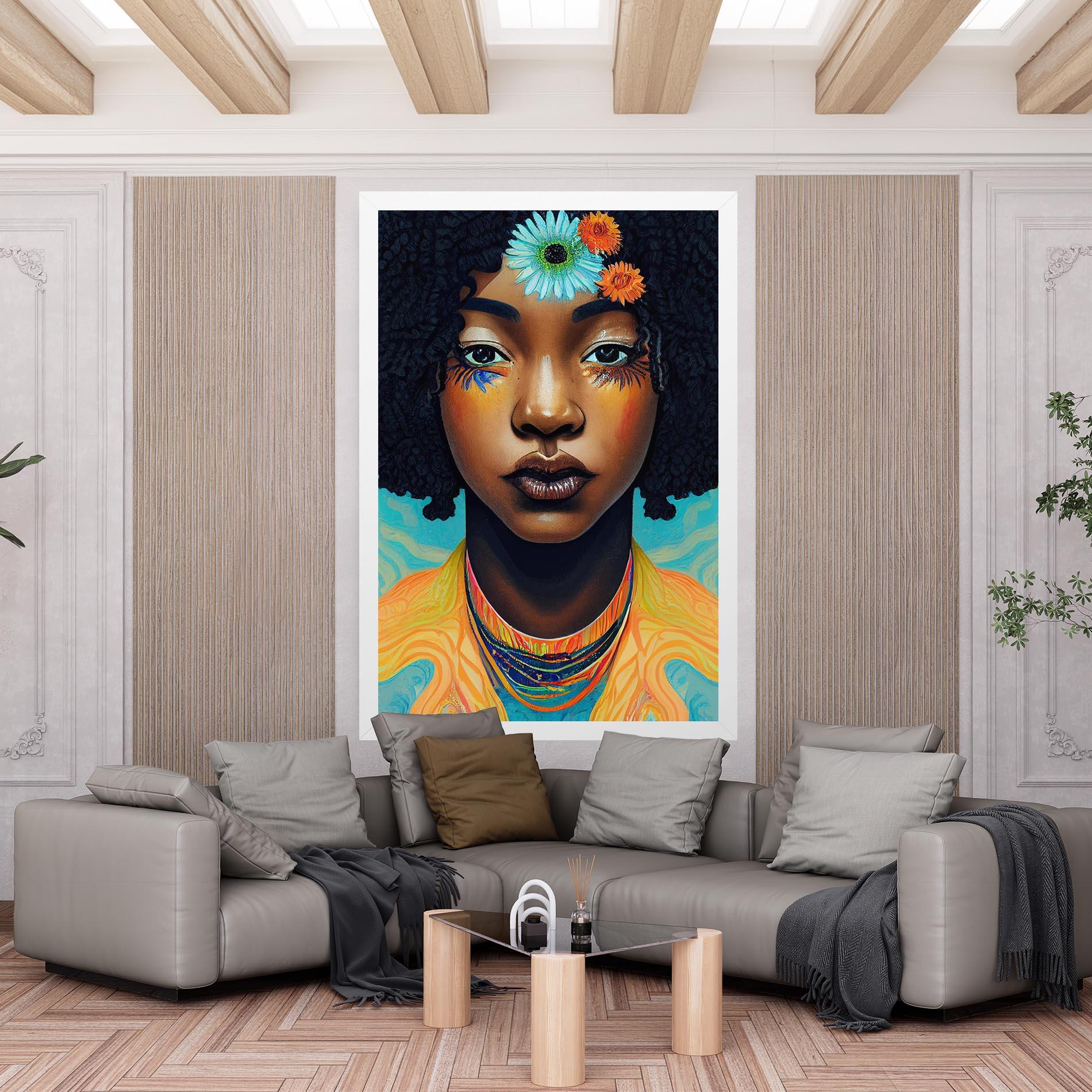 Leinwandbild Portrait With Flowers mockup 6