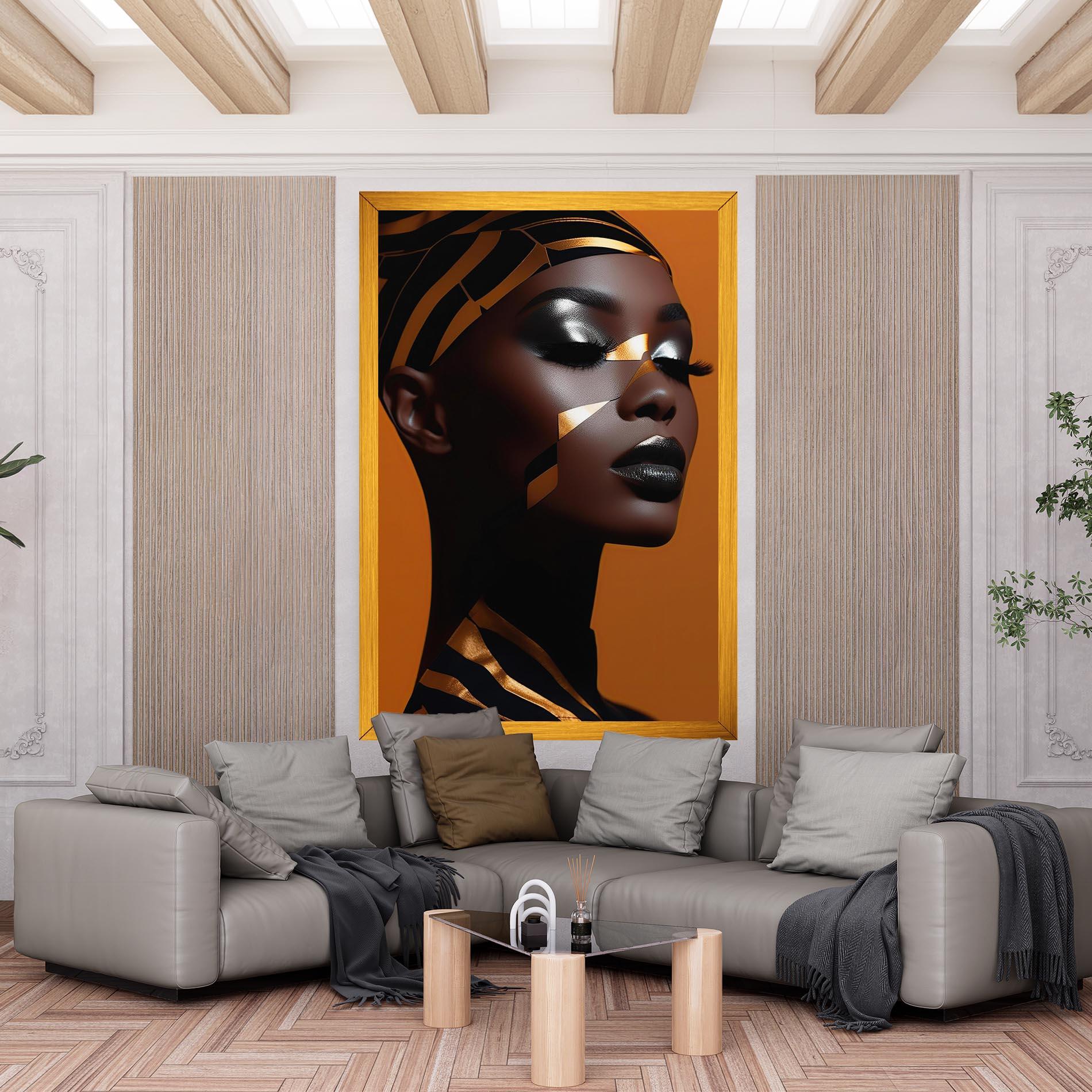 Leinwandbild African Woman On Orange mockup 6