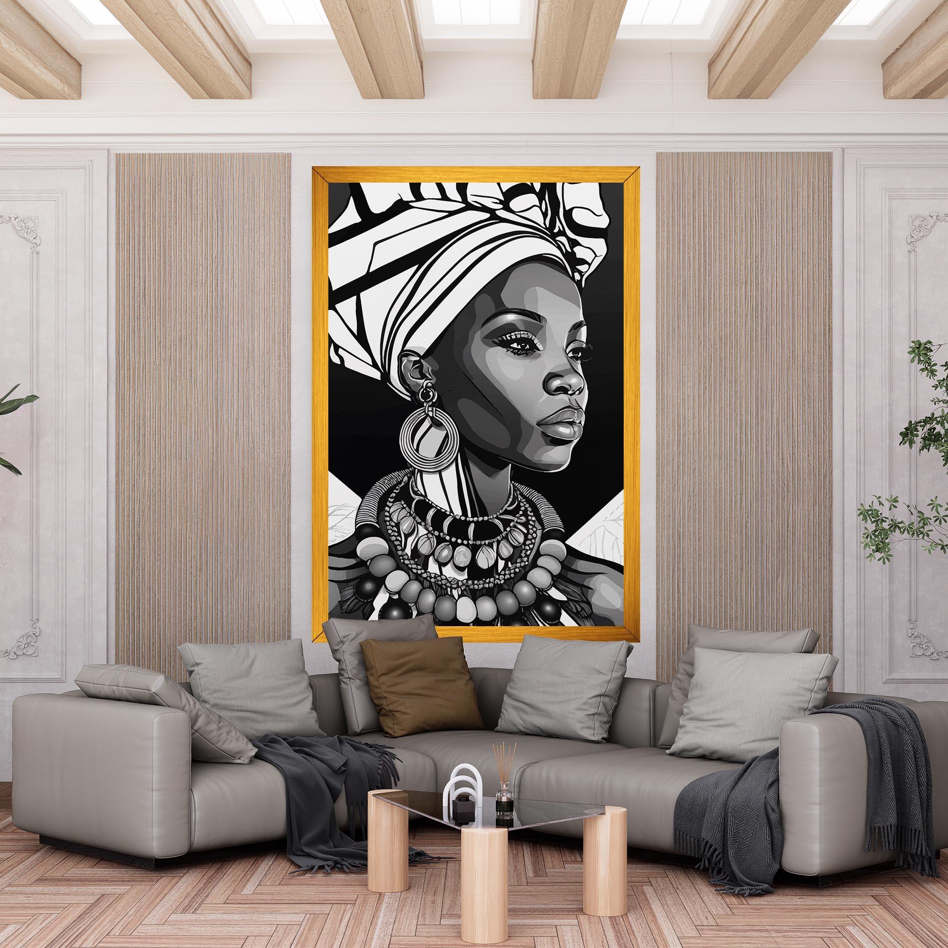 Leinwandbild Black White African mockup 6