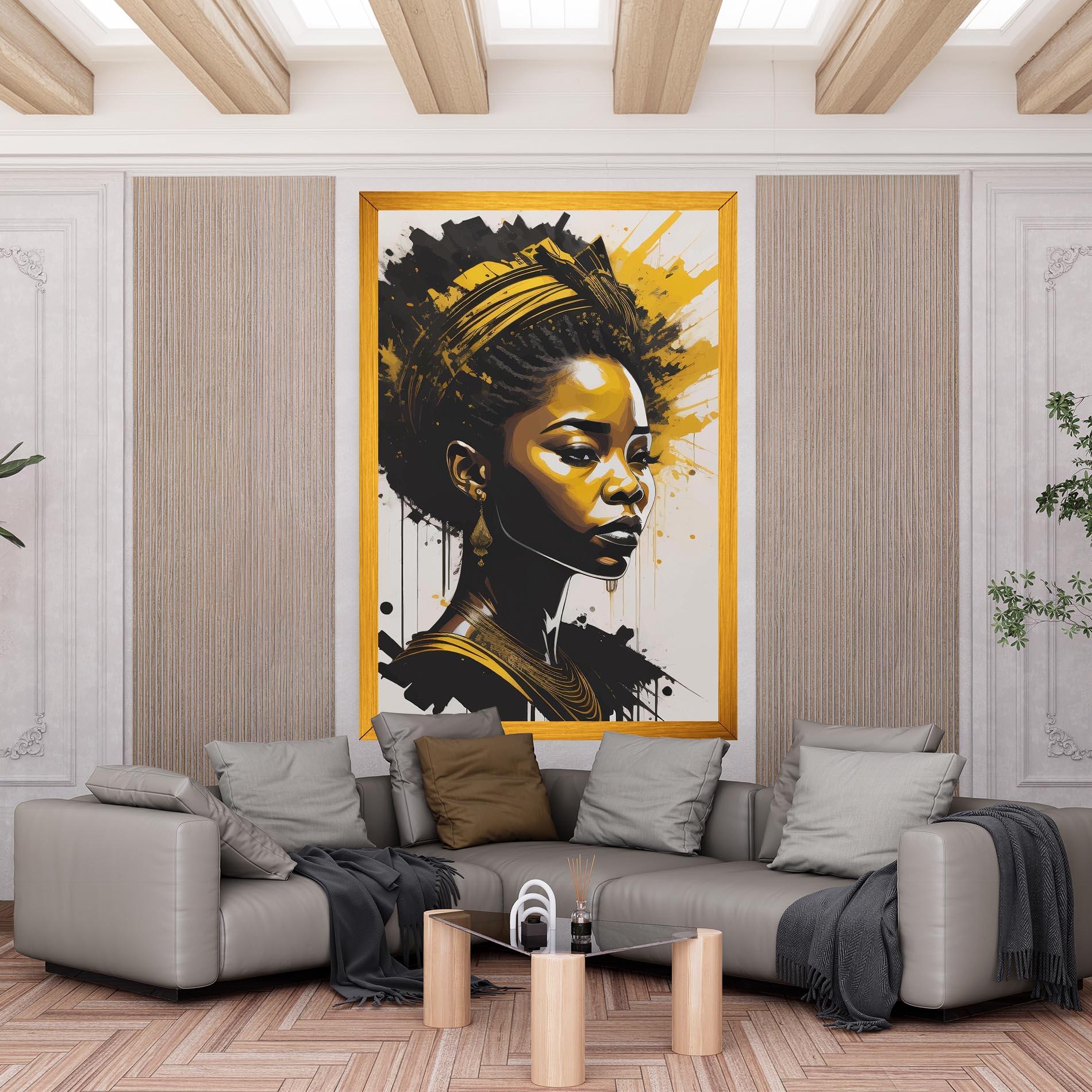 Leinwandbild Gold African Woman mockup 6