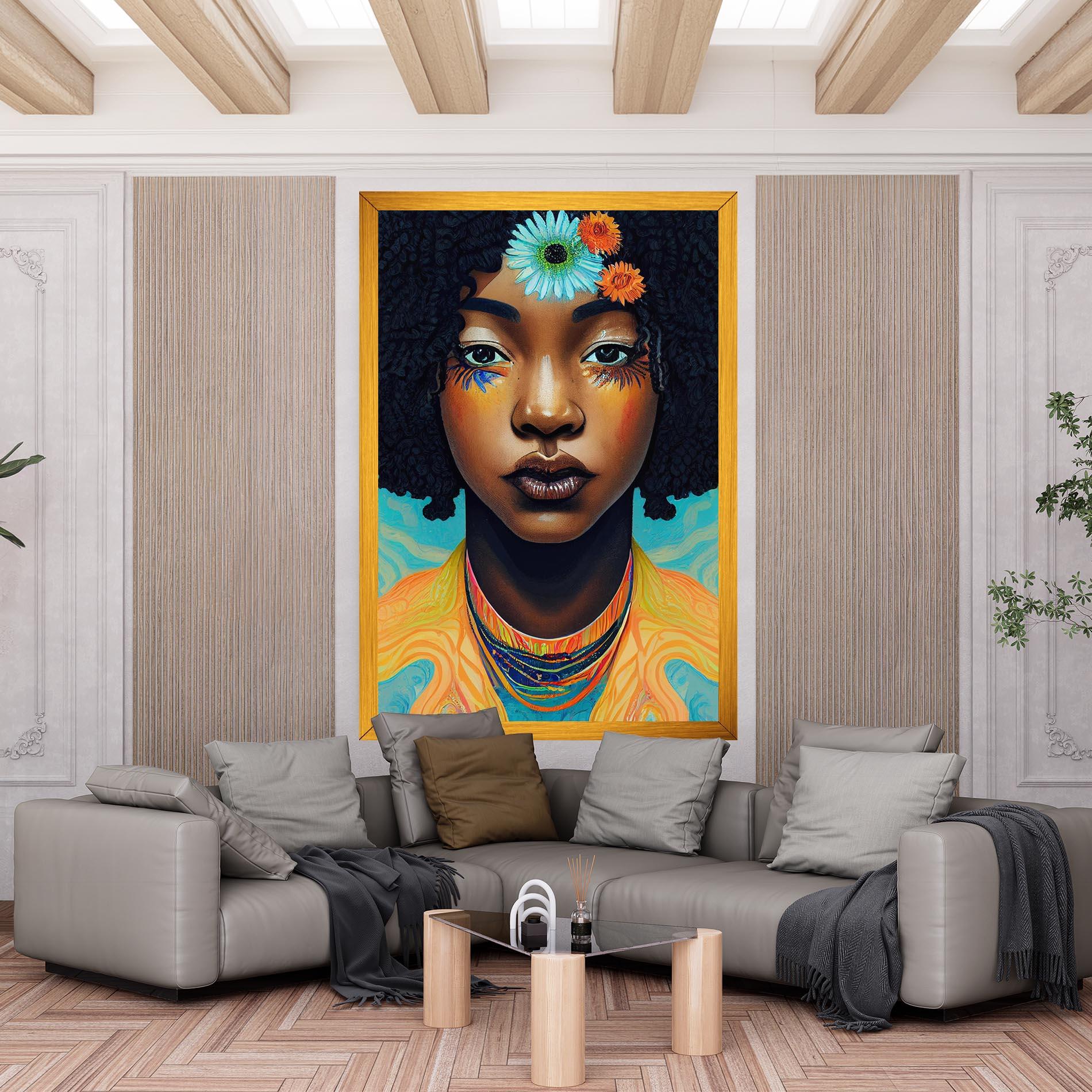 Leinwandbild Portrait With Flowers mockup 6