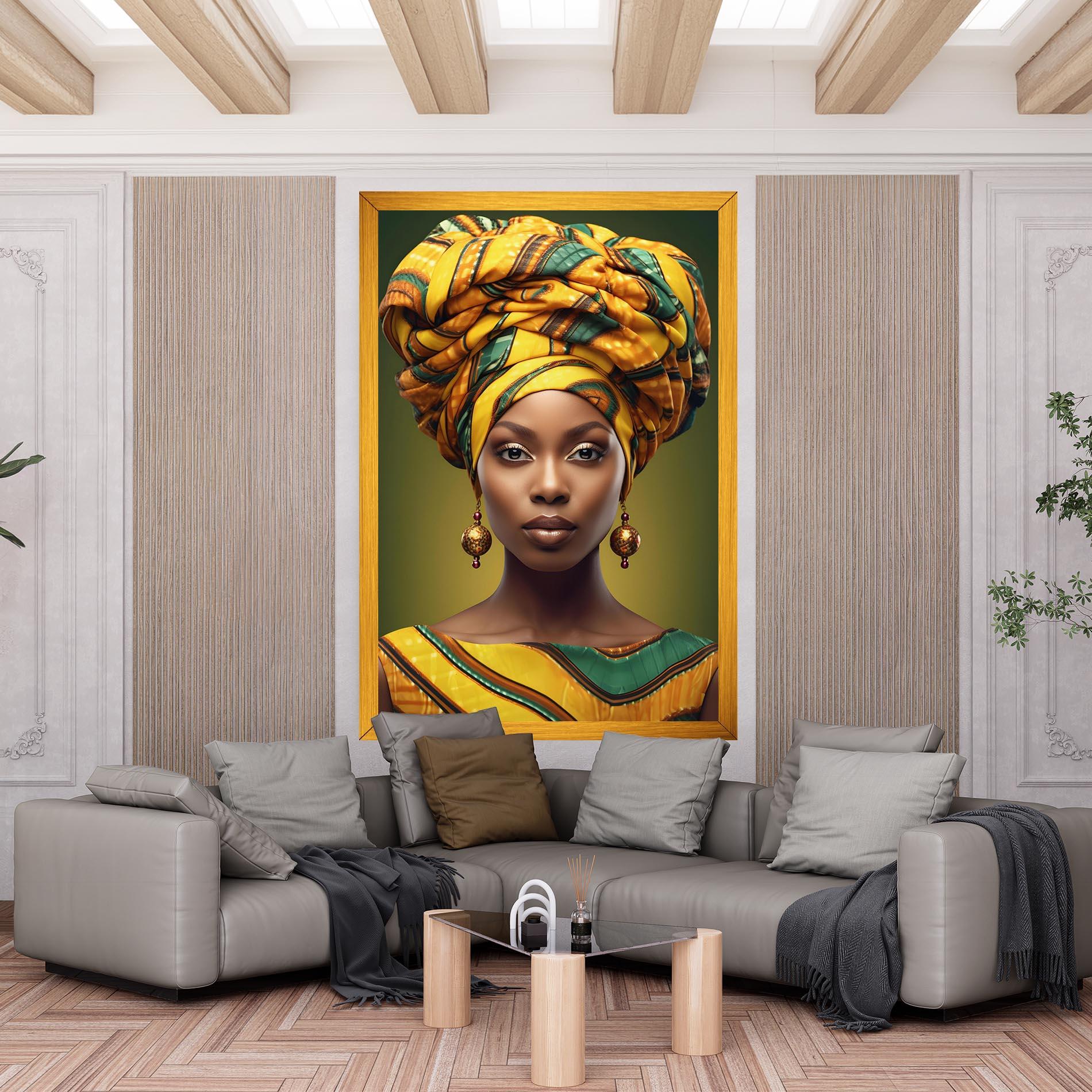 Leinwandbild Yellow Scarf Woman mockup 6