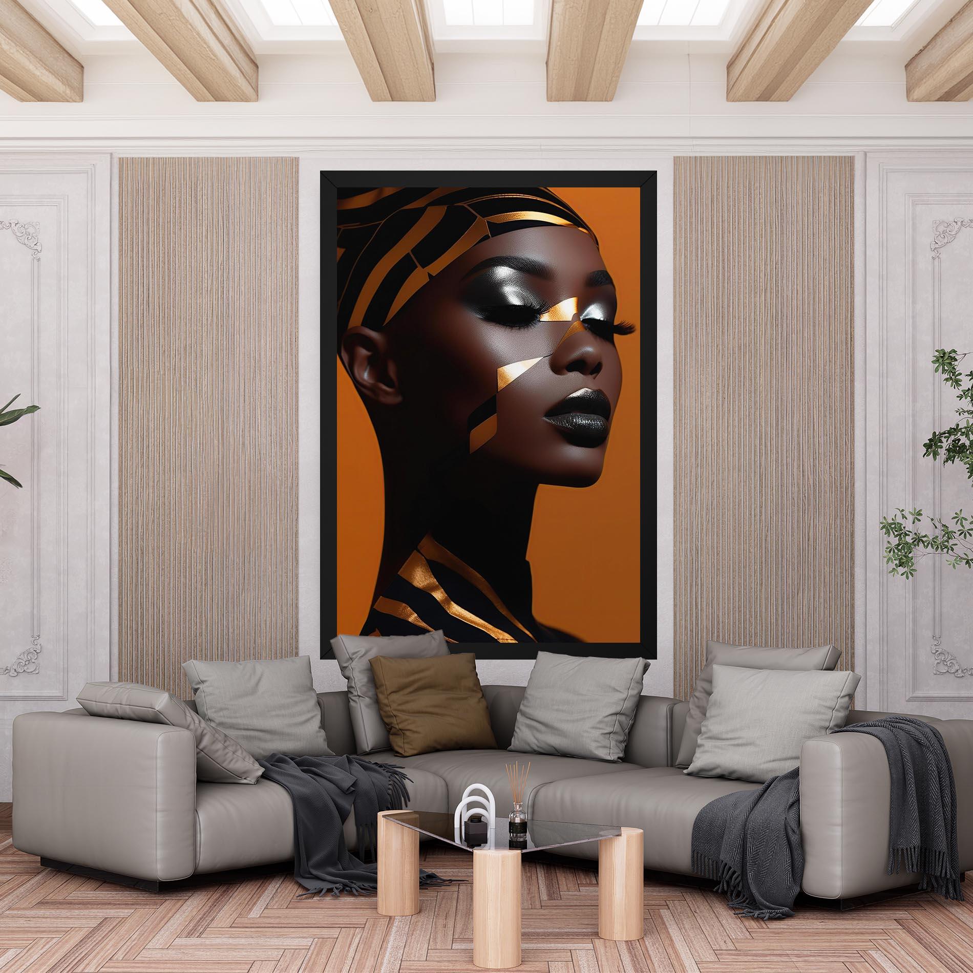 Leinwandbild African Woman On Orange mockup 6