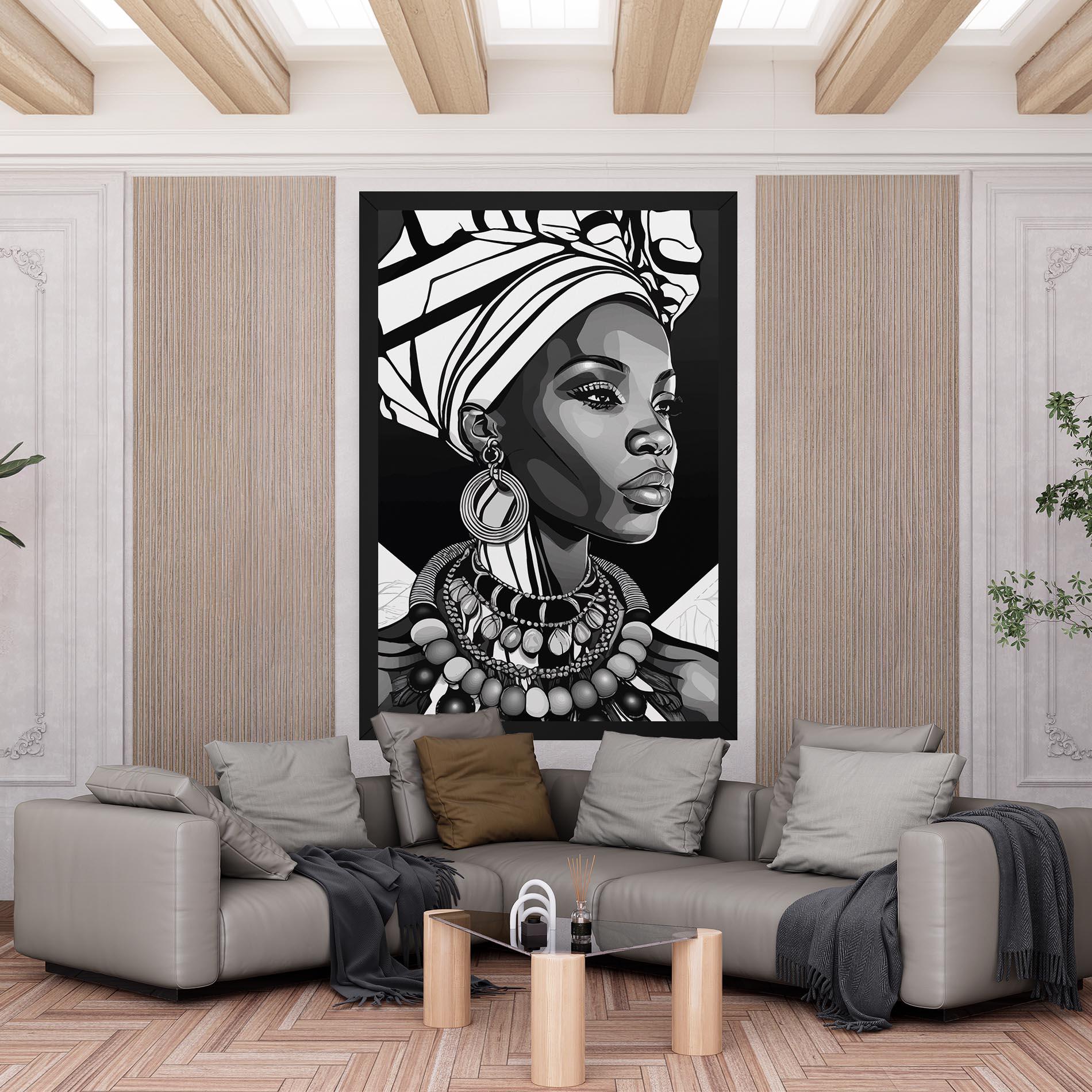 Leinwandbild Black White African mockup 6