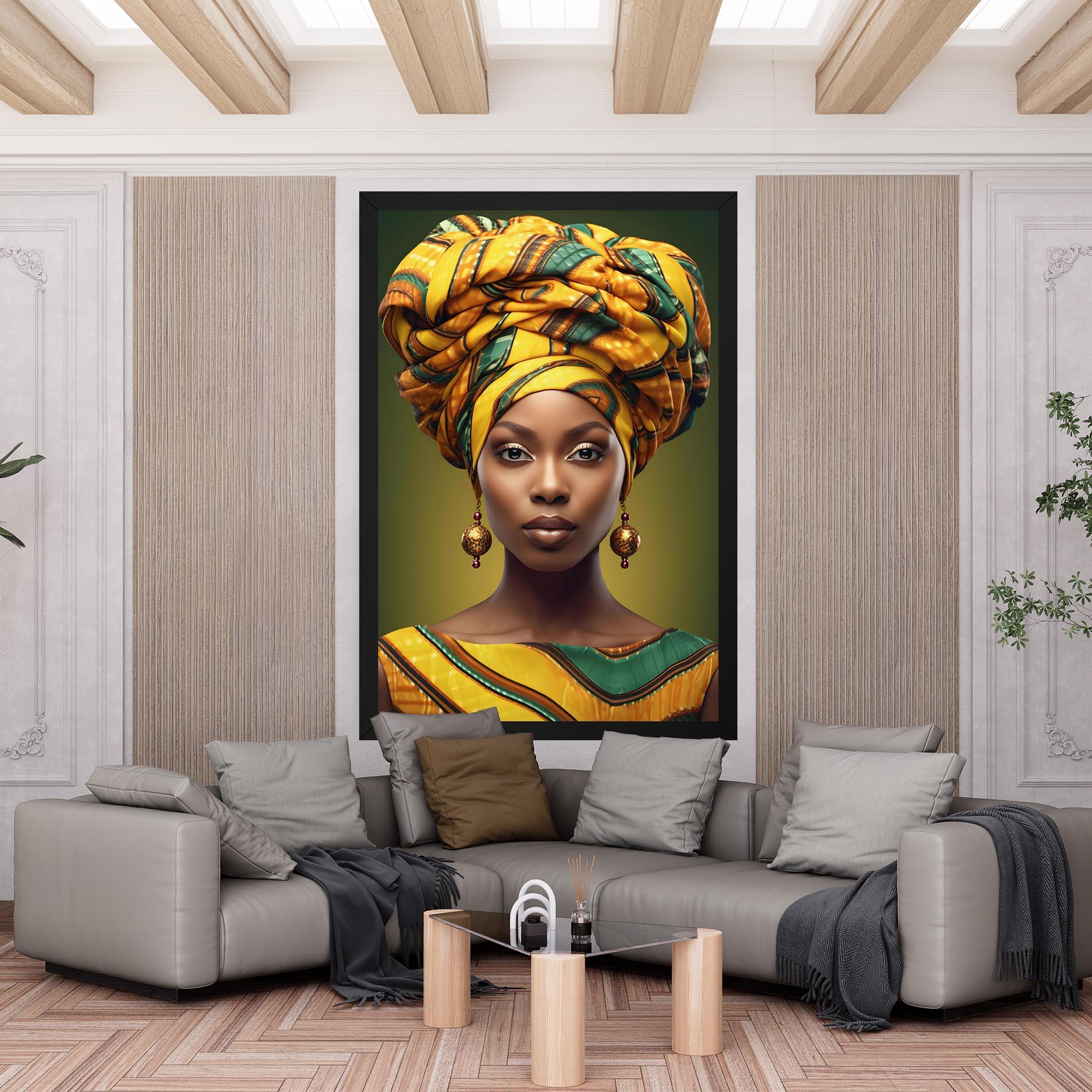 Leinwandbild Yellow Scarf Woman mockup 6